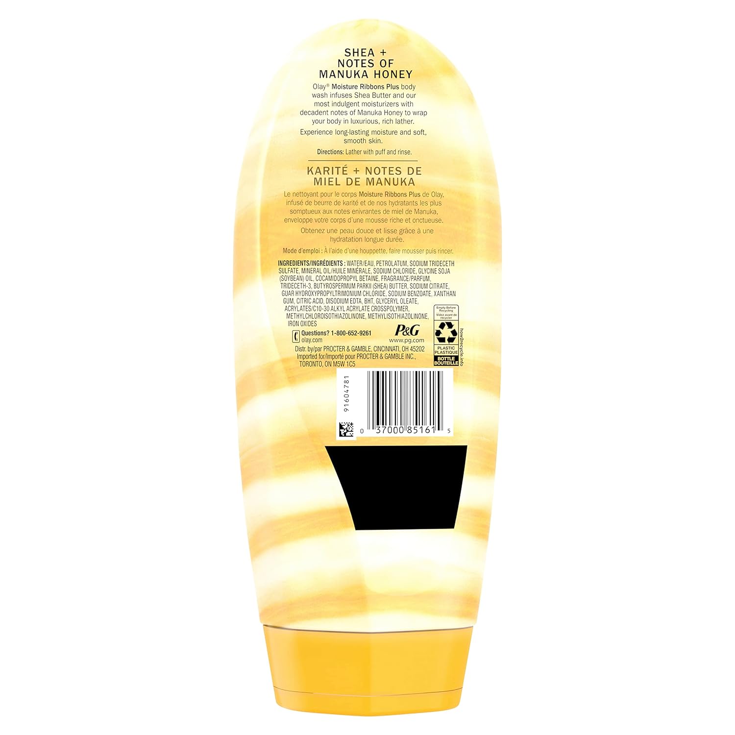 Olay Body Wash for Women, Moisture Ribbons Plus, Deep Conditioning & Moisturizing Formula, Long Lasting Smooth Soft Skin, For All Skin Types, Shea Butter & Manuka Honey Scent, 18 fl oz - Image 3
