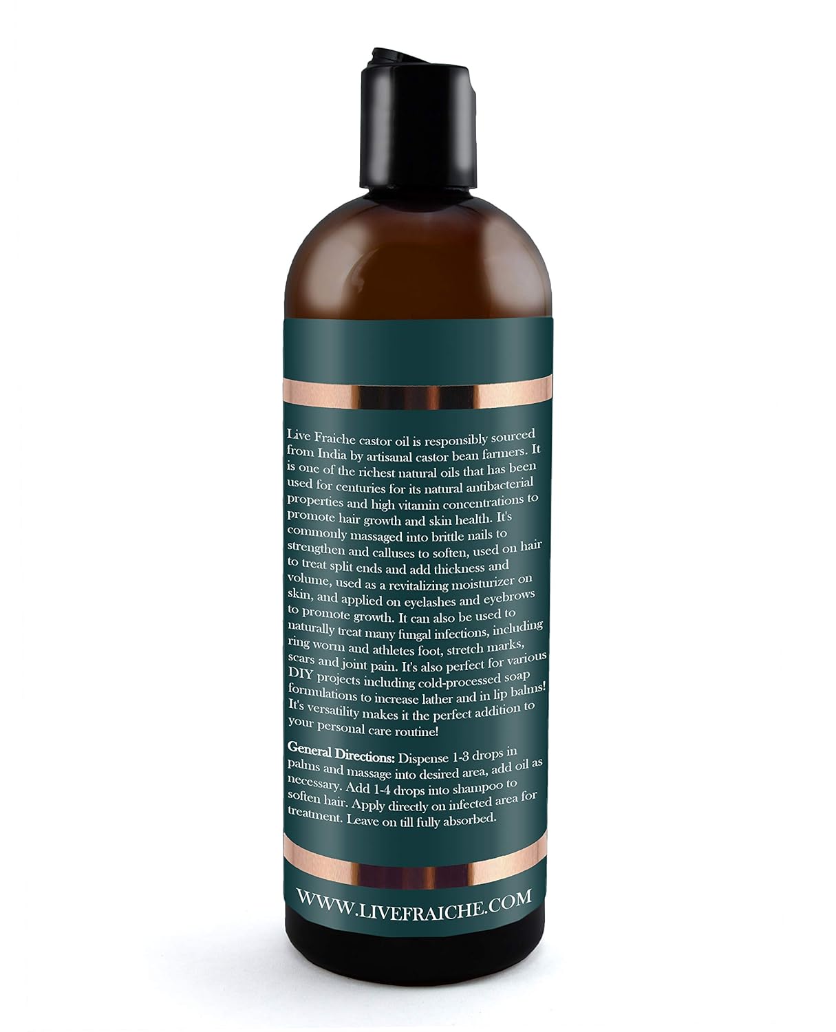 Live Fraiche Organic Castor Oil 16oz Set with Mascara Tube for Hair Growth - Image 9