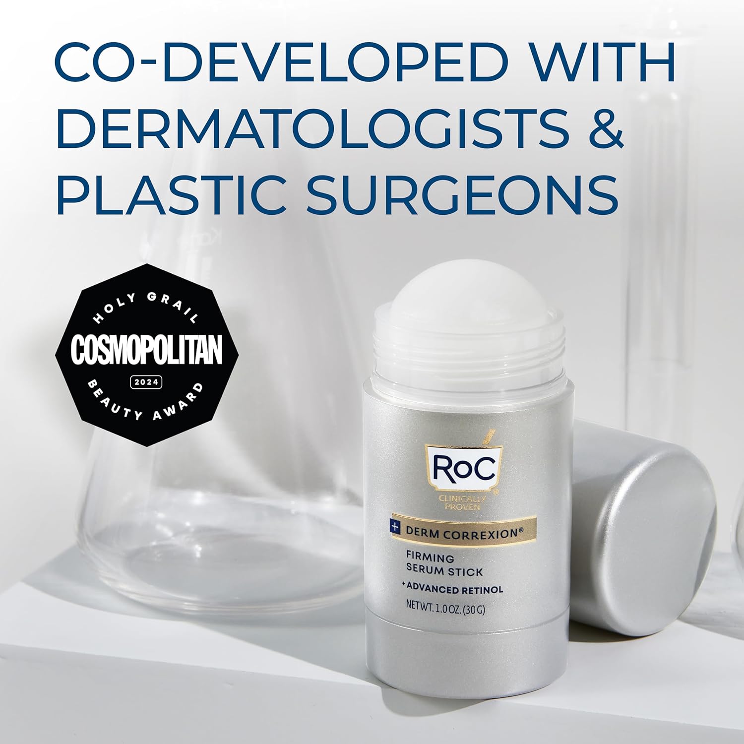 RoC Derm Correxion Advanced Retinol Firming Serum Stick with Antioxidants to Visibly Tighten and Firm Wrinkles and Laugh Lines, 1.0 oz with Retinol Eye Cream Packette - Image 3