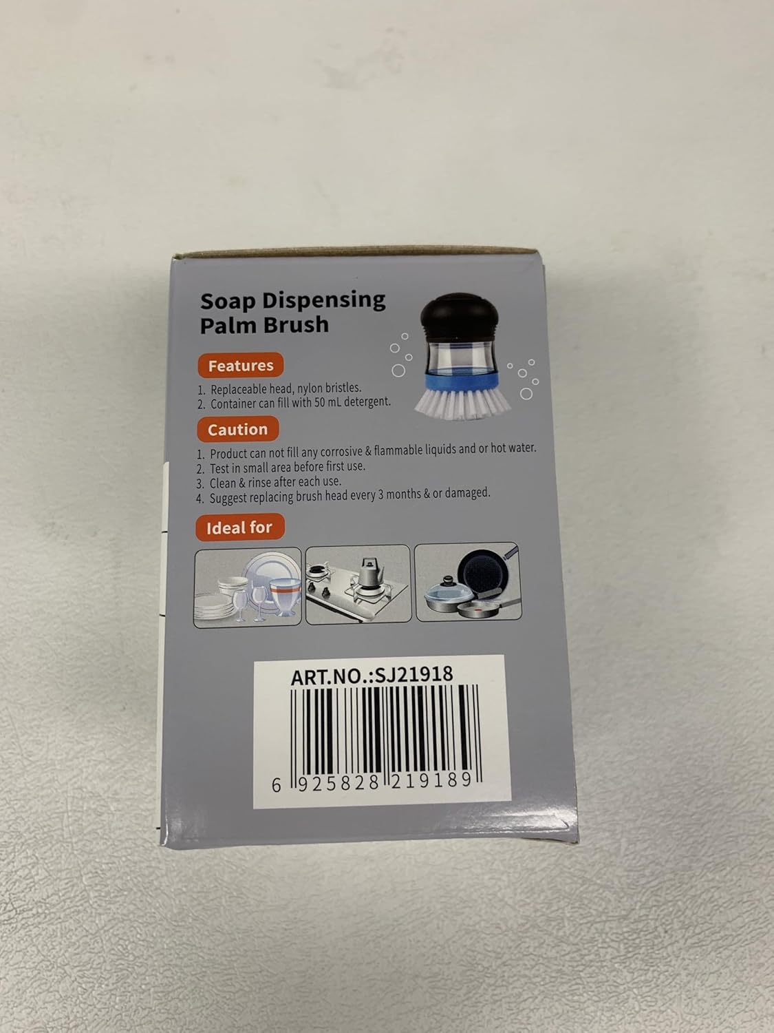 MR.SIGA Soap Dispensing Palm Brush, Kitchen Brush for Dish Pot Pan Sink Cleaning, Pack of 1, Navy/Blue - Image 8