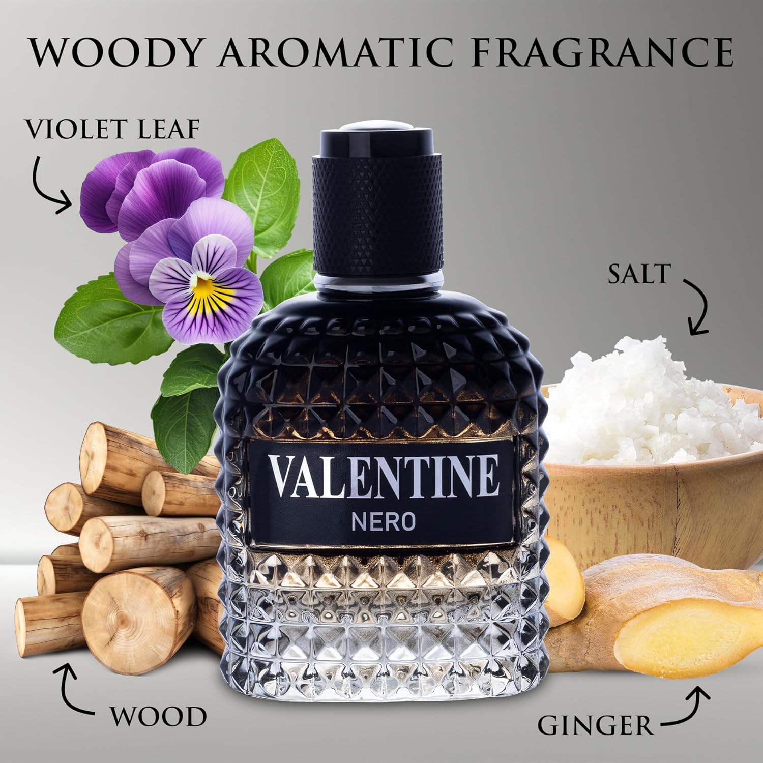 Valentine Nero for Men 100ml Eau de Parfum Woody Aromatic with Floral Notes - Image 2