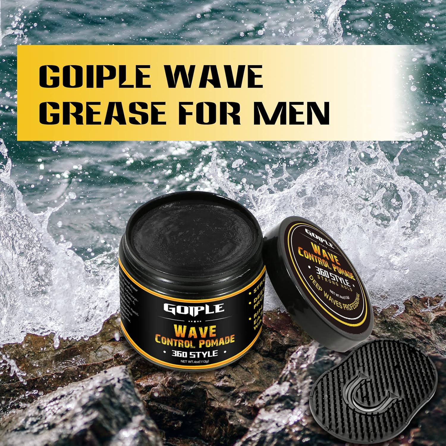 Natural Wave Pomade for Men Strong Hold, Easy Wash 360 Wave Training Hair Cream, Waves Grease for Men Promotes Layered Waves, Moisture, Control & Shine (Wave Pomade+Wave Brushes*2+ Silky Durag) - Image 9