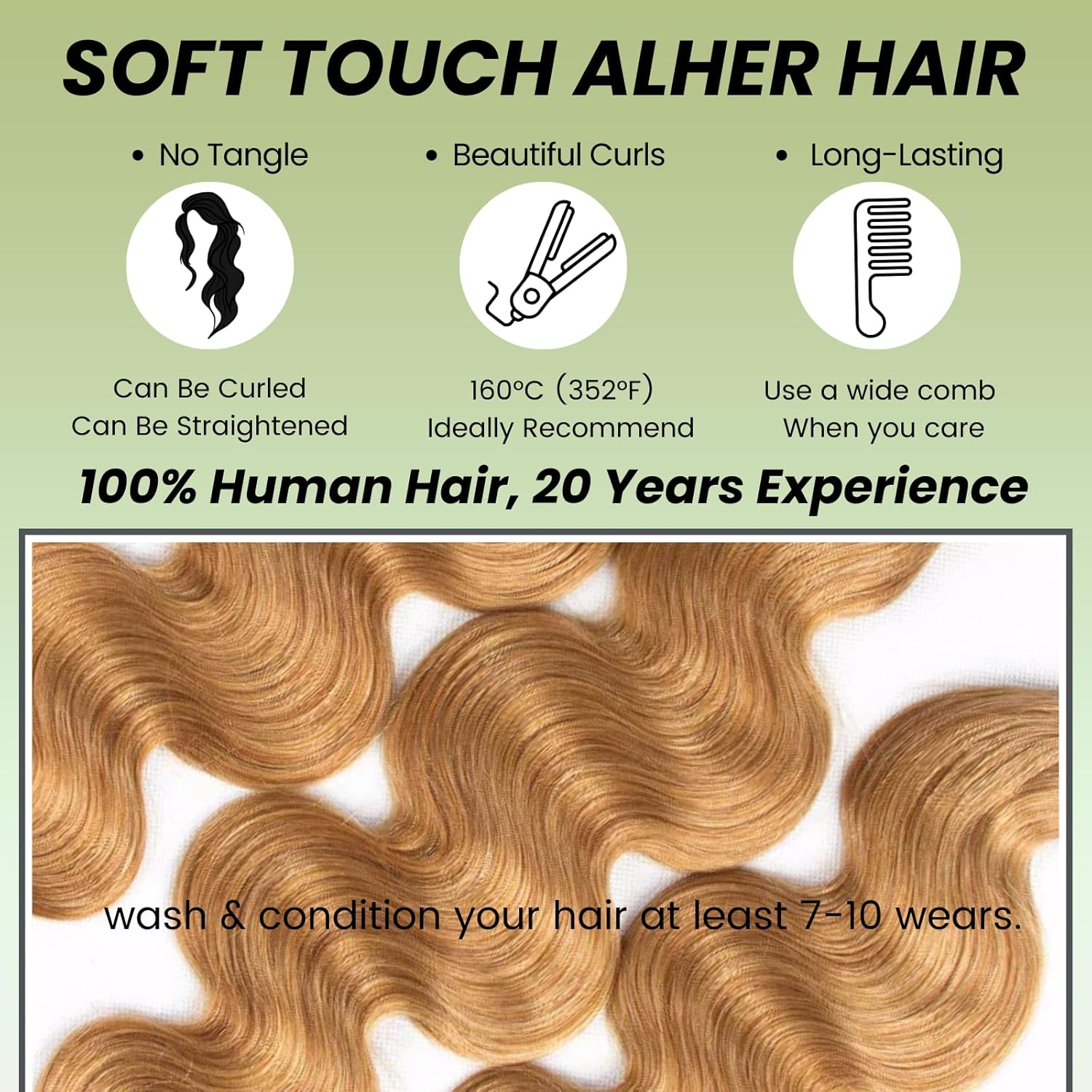 ALHER Honey Blonde Bundles with Frontal Human Hair Body Wave, 10A Color #27 Sun-kissed Vibe Golden Blonde Real human hair bundles with 13X4 HD lace frontal Closure Ear to Ear Melt Well 14 16 18+14 In - Image 7