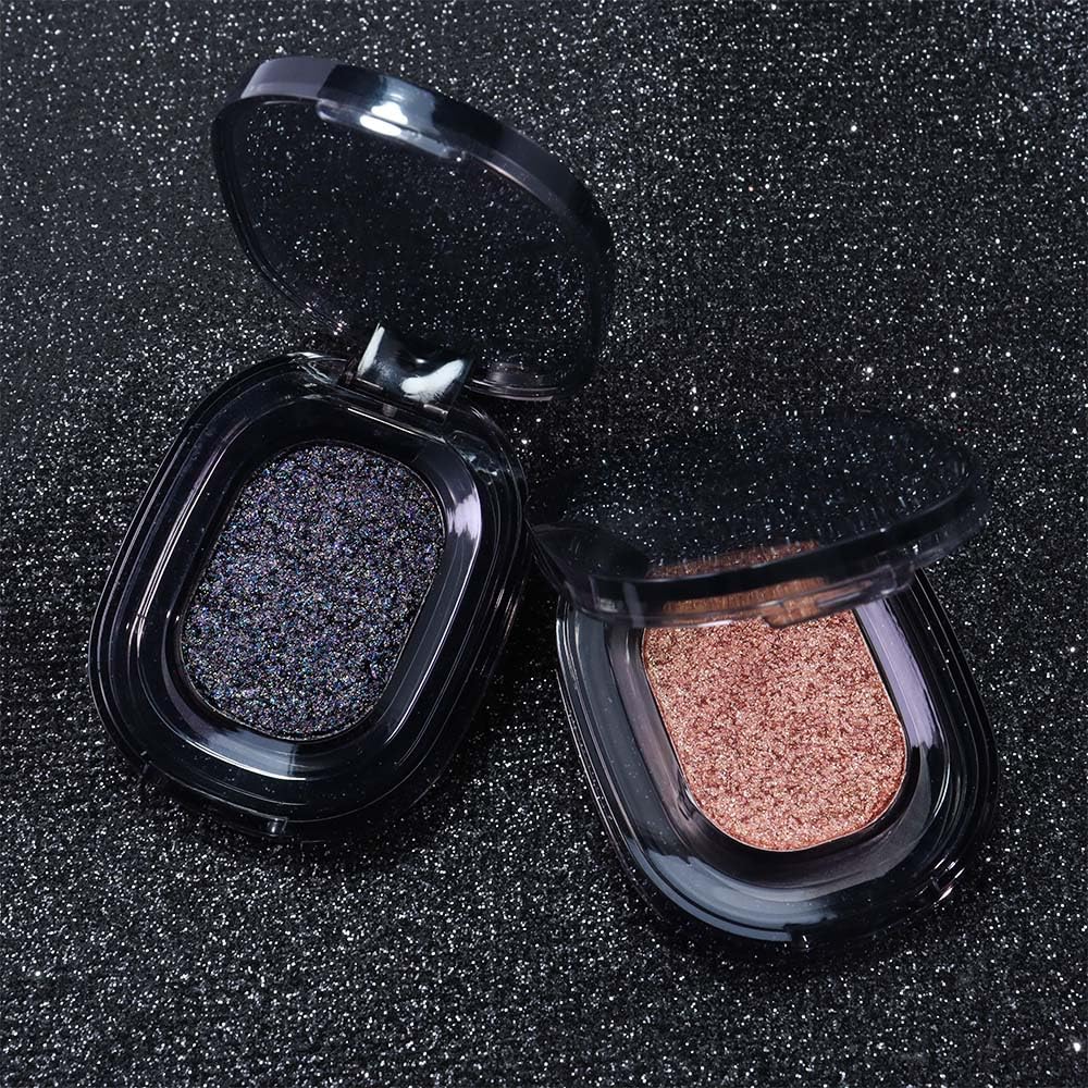 Eye shadow low saturation delicate long-lasting eye shadow palette, Monochrome Glittler Eyeshadow, pressed glitter eyeshadow, Glittle Pressed Powder Single Vegan Eyeshadow, (01 Glittle Black) - Image 7