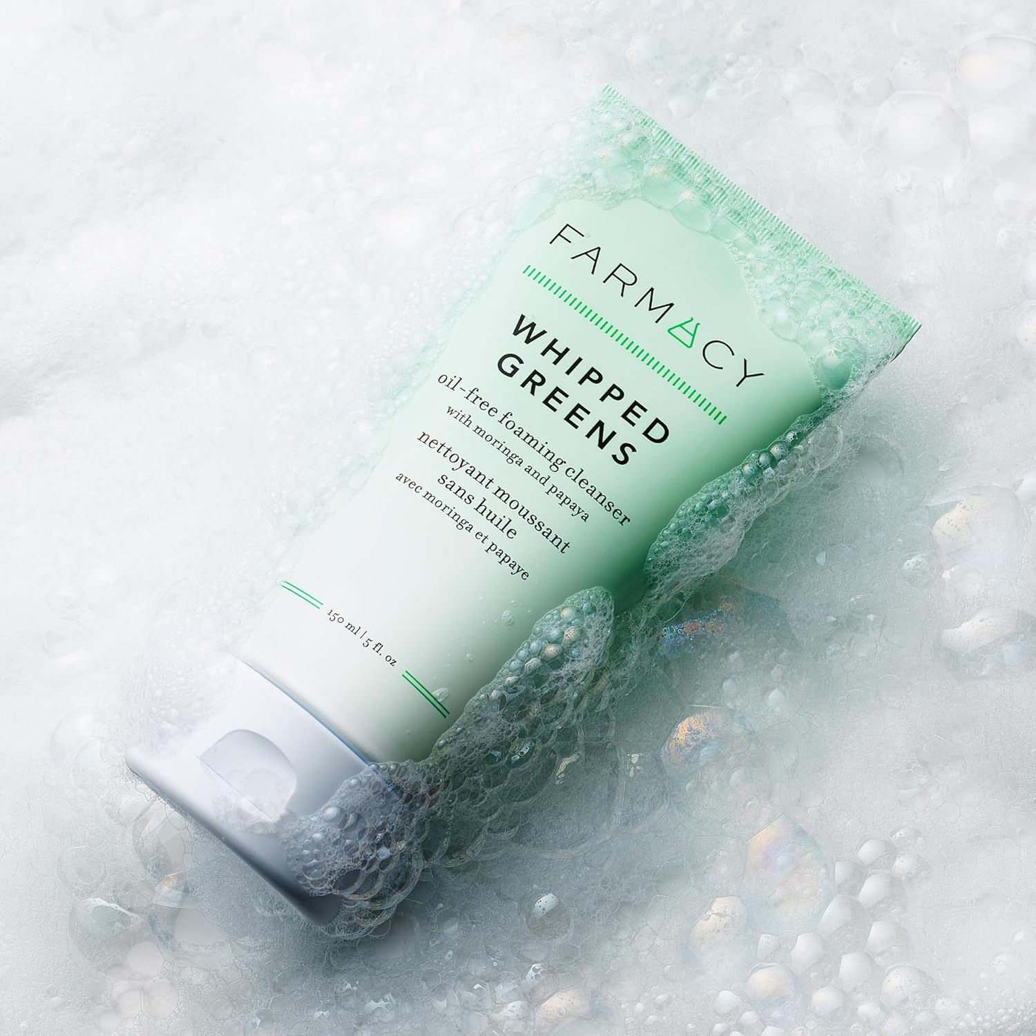 Farmacy Whipped Greens Oil-Free Foaming Face Wash for Oily Skin 150ml Cleanser Exfoliator - Image 2
