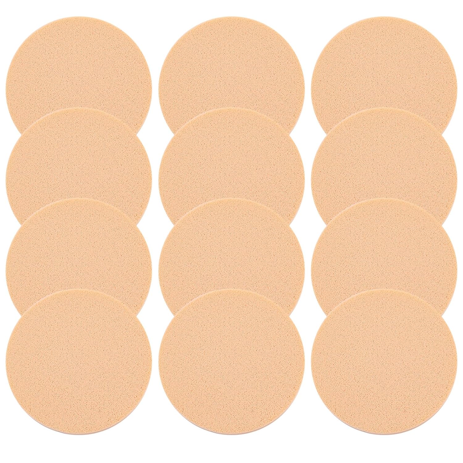 12 Pcs Nude Round Make Up Sponges for Face Cosmetic Sponge Makeup Pads Powder Sponge Beauty Makeup Foundation Powders Blender for Liquid Foundation Cream Concealer, Wet and Dry Dual Use