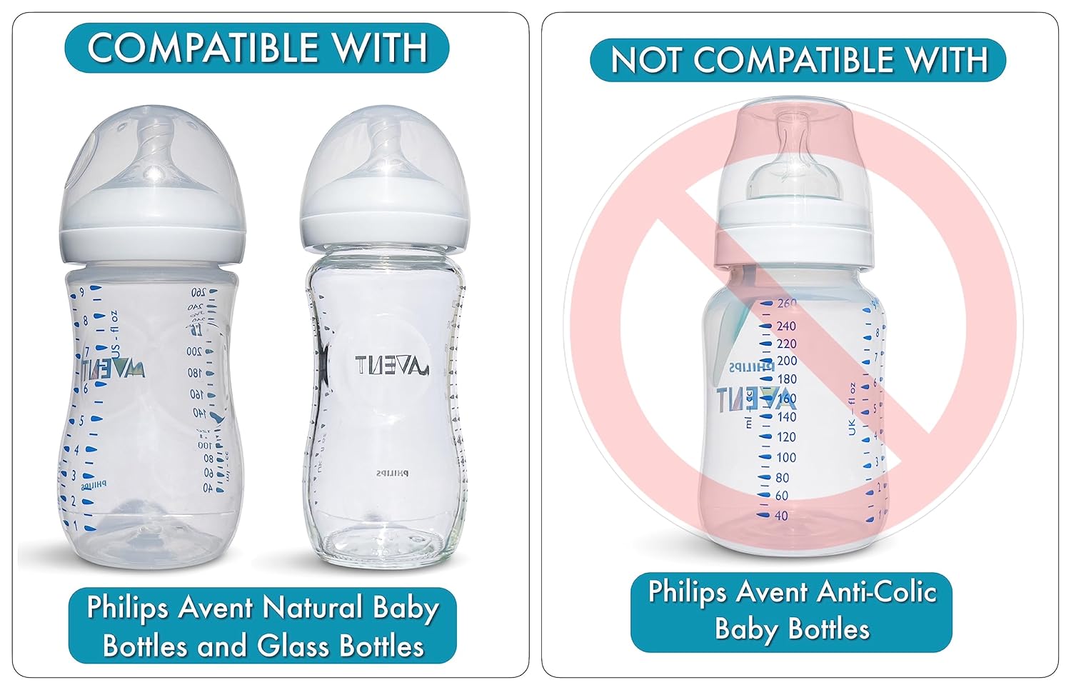 Straw Cup Conversion Kit for Philips Avent Natural Baby Bottles 2-Count, Food Grade Silicone Straw Nipples, Silicone Weighted Straw, Bottle Handles, Cleaning Brush, BPA-Free, 6+ Months (Straw Top) - Image 3