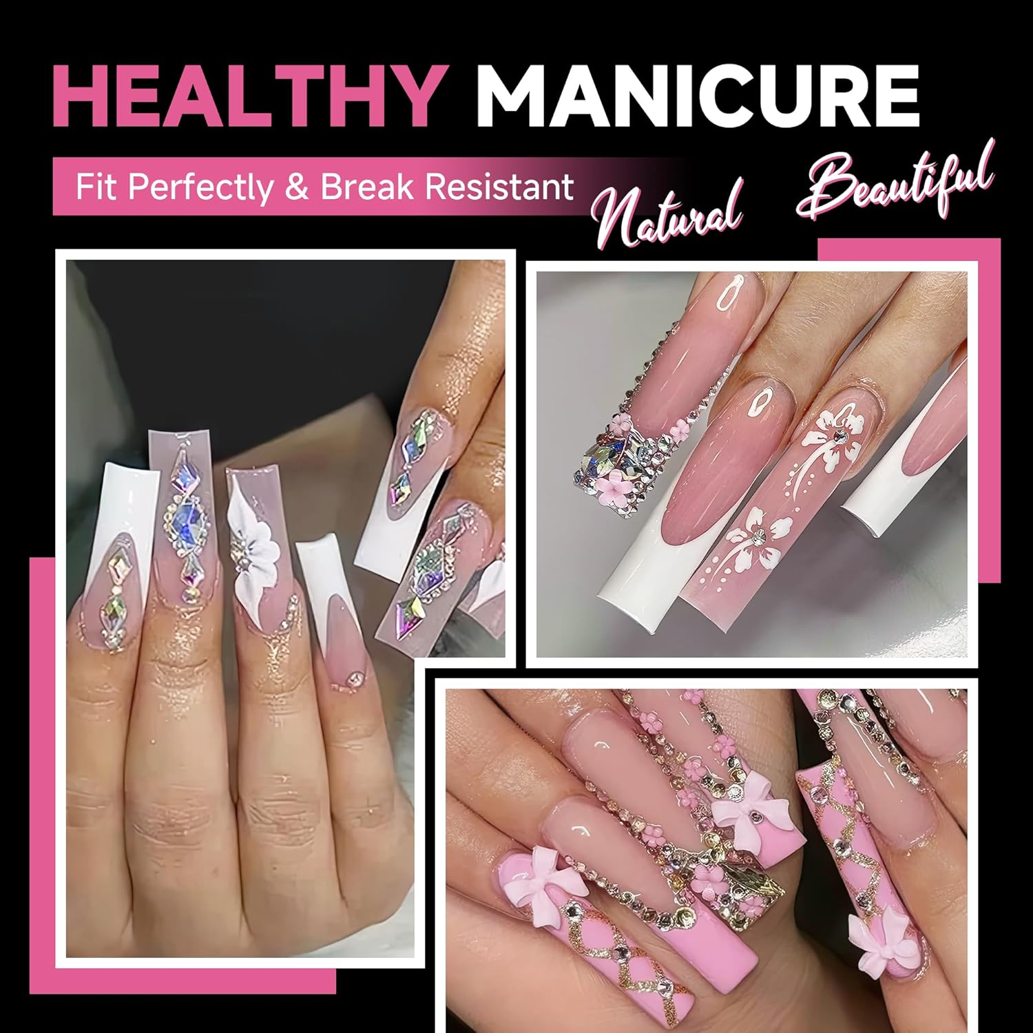 UNA GELLA Extra Long Tapered Sqaure Nail Tips, No C Curve Pre-file 120Pcs Square Press on Nails XXL Long Square Gel Nail Tips Full Cover Acrylic Straight for Nails Extension Art DIY Salon 12 Sizes - Image 2