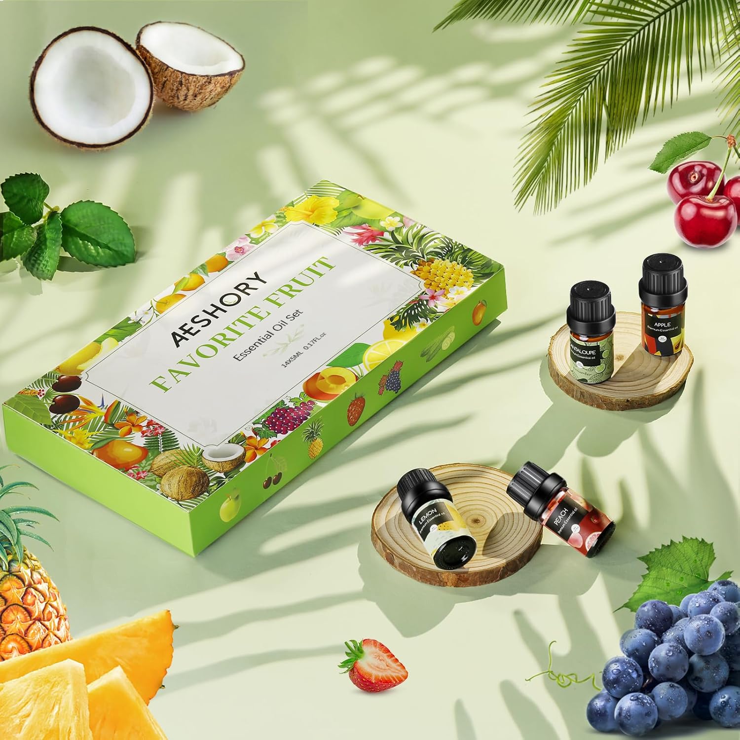 Fruity Essential Oils Set - TOP 14 Fragrance Oil for Diffusers, Candle Making Includes Strawberry, Apple, Pineapple, Cucumber Melon, Cherry, Mango, Lemon, and Orange Scented Aromatherapy Oils (5ml) - Image 6