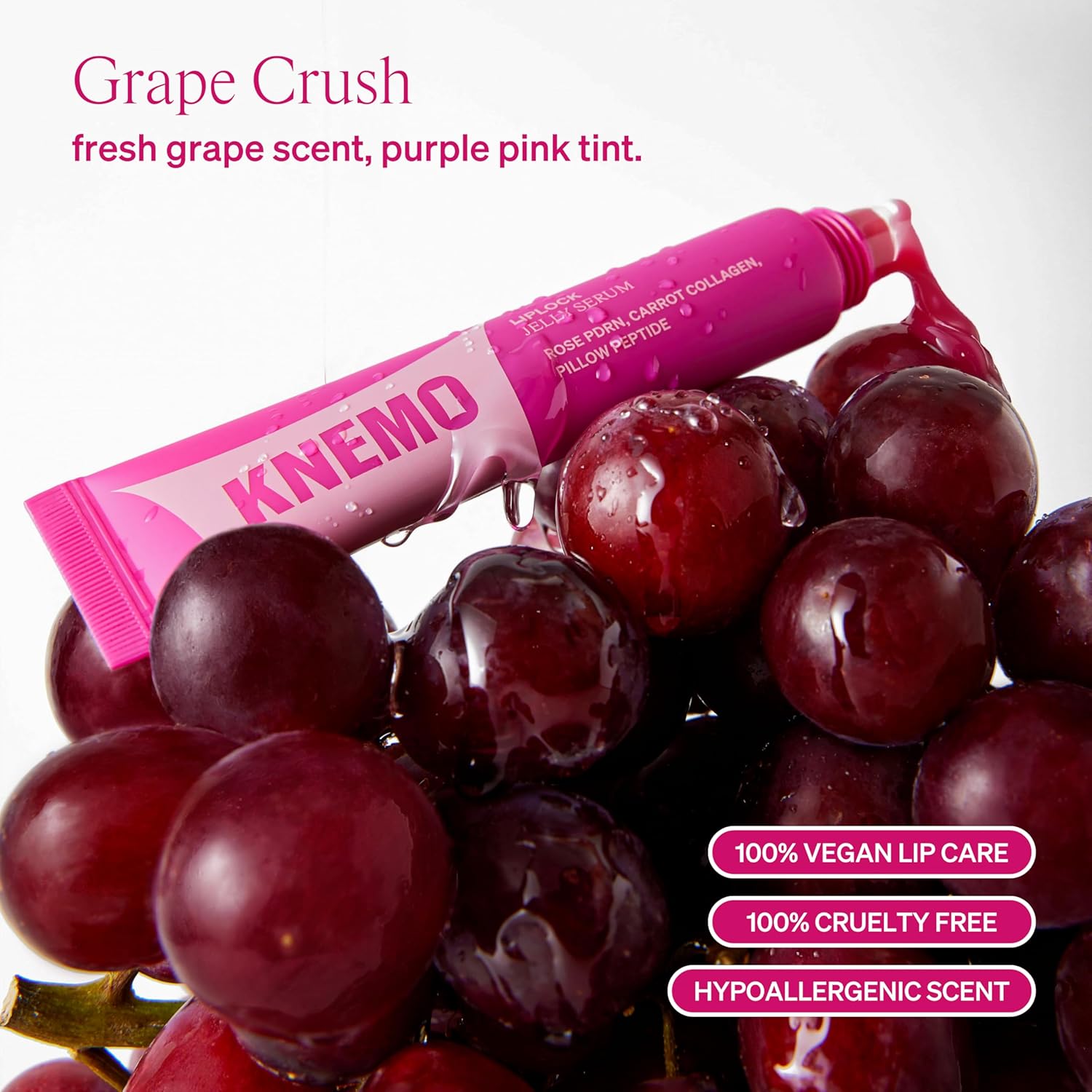 LipLock Jelly Serum for Dry Lips, Long-Lasting, Hydrating, Plumping, Glossy Mask with Rose PDRN, Carrot Collagen, Pillow Peptide, Moisturizing Tinted Lip Balm. (Grape Crush) - Image 2