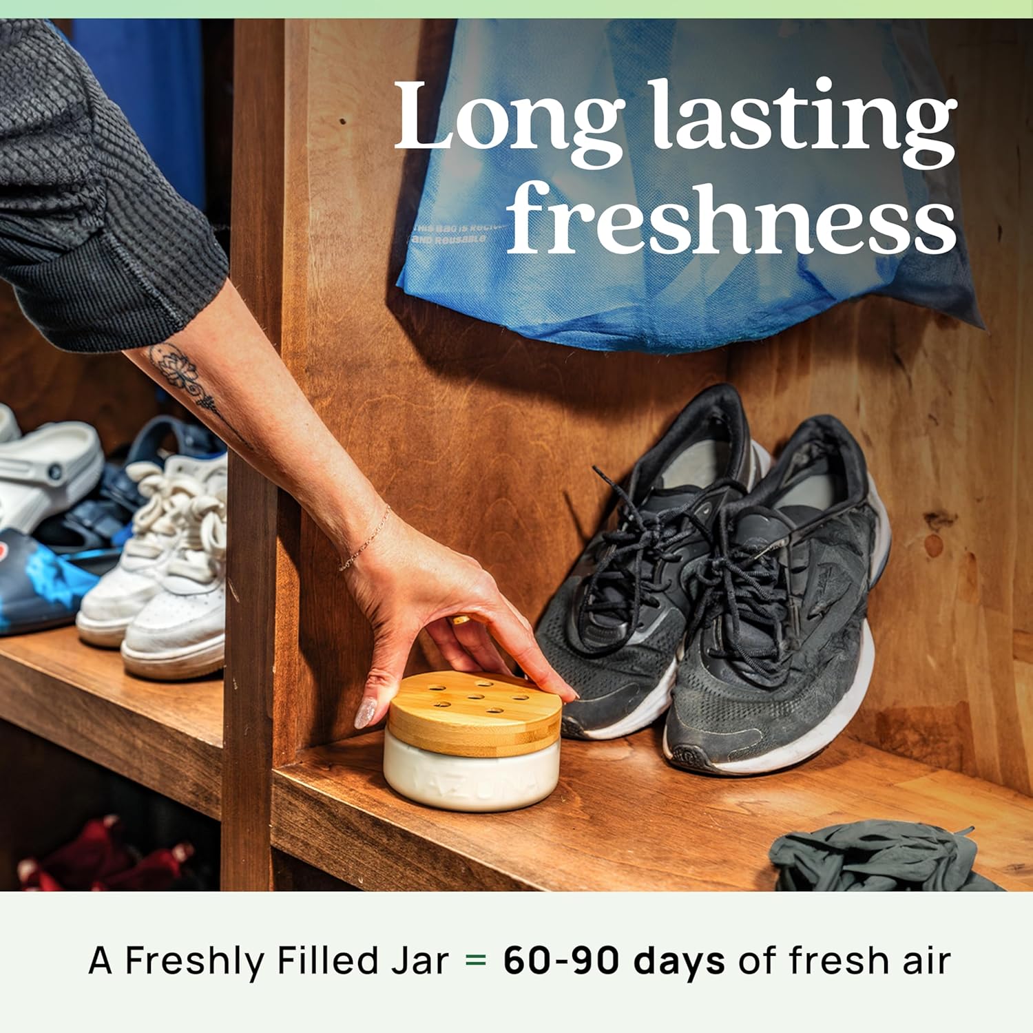 Azuna Air Freshener & Odor Eliminator for Strong Odor | 2 Room Kit Includes (2) 8 oz. Empty Luxe Glass Jars & 12 oz | Refill with Tea Tree Essential Oil Gel | Natural Scent | Last 60-90 Days - Image 8