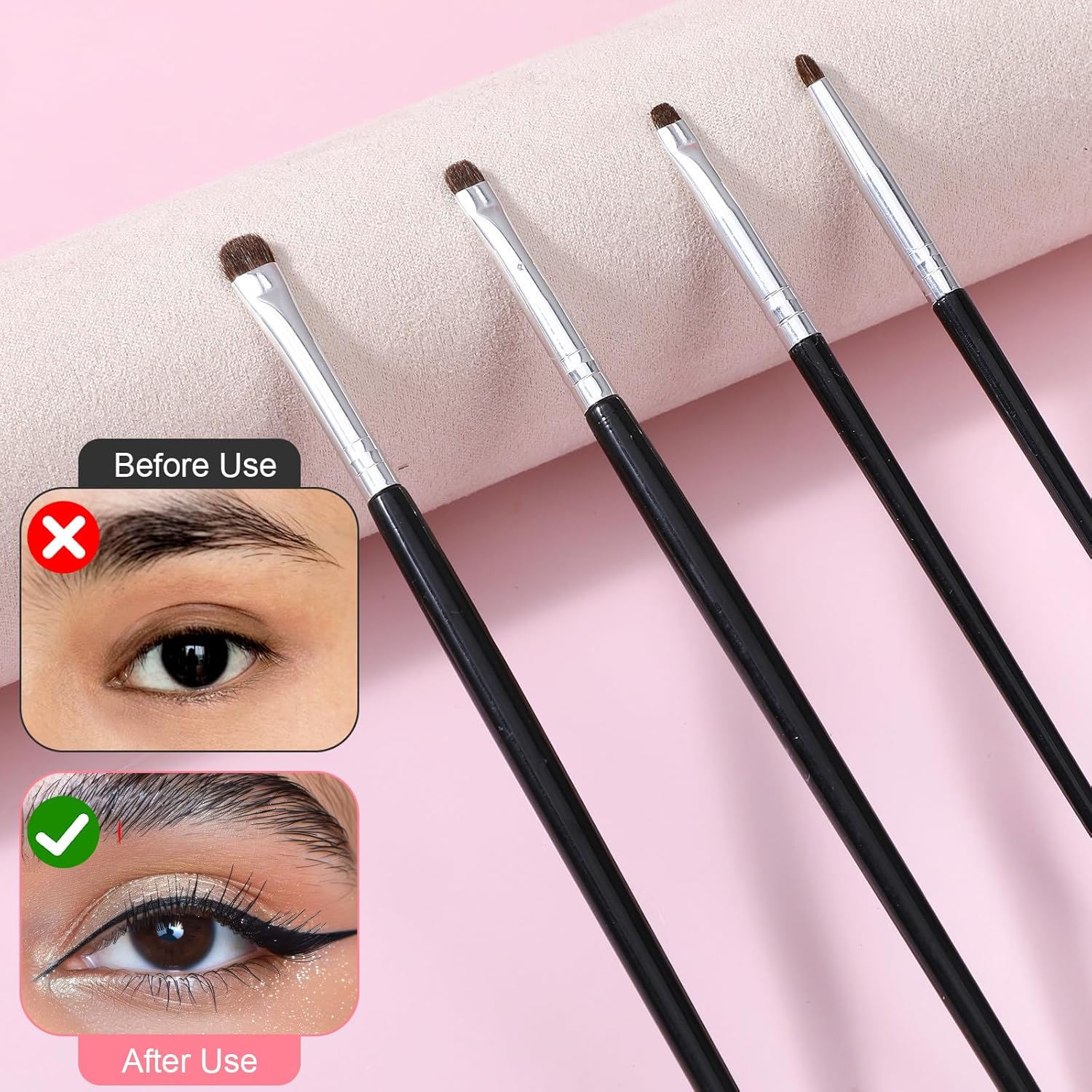 8Pcs Eye Makeup Brush Sets Ultra Thin Precision Eyeshadow Brushes, Fine Point Eyeliner Brush, Professional Eye Shadow Brushes for Eyeshadow Eyeliner Brushes Powder Gel Cream Liquid Concealer Brush - Image 5