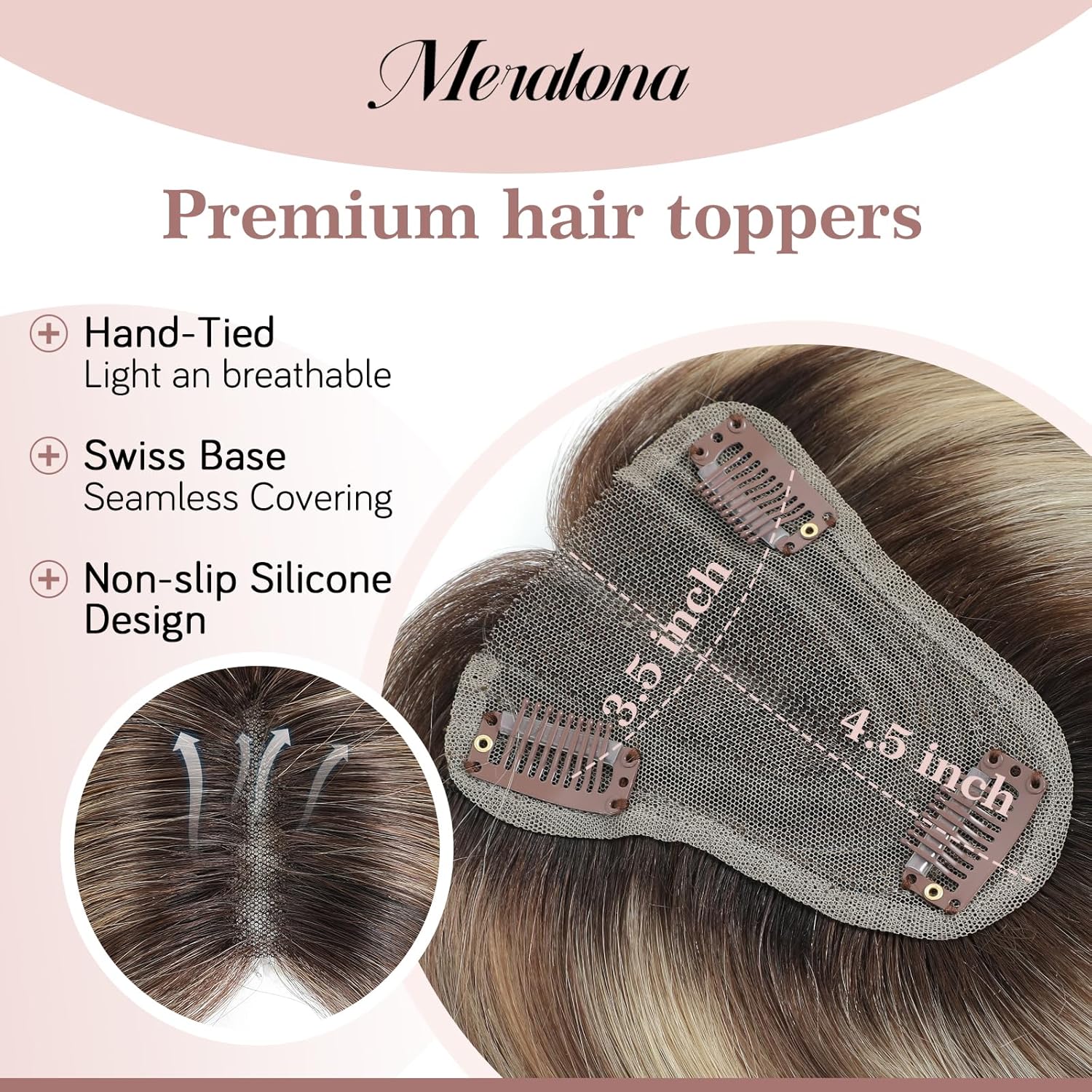 12 Inch Human Hair Toppers for Women No Bangs Upgrade Swiss Base Real Human Hair Toppers for Women with Thinning Hair - Image 5