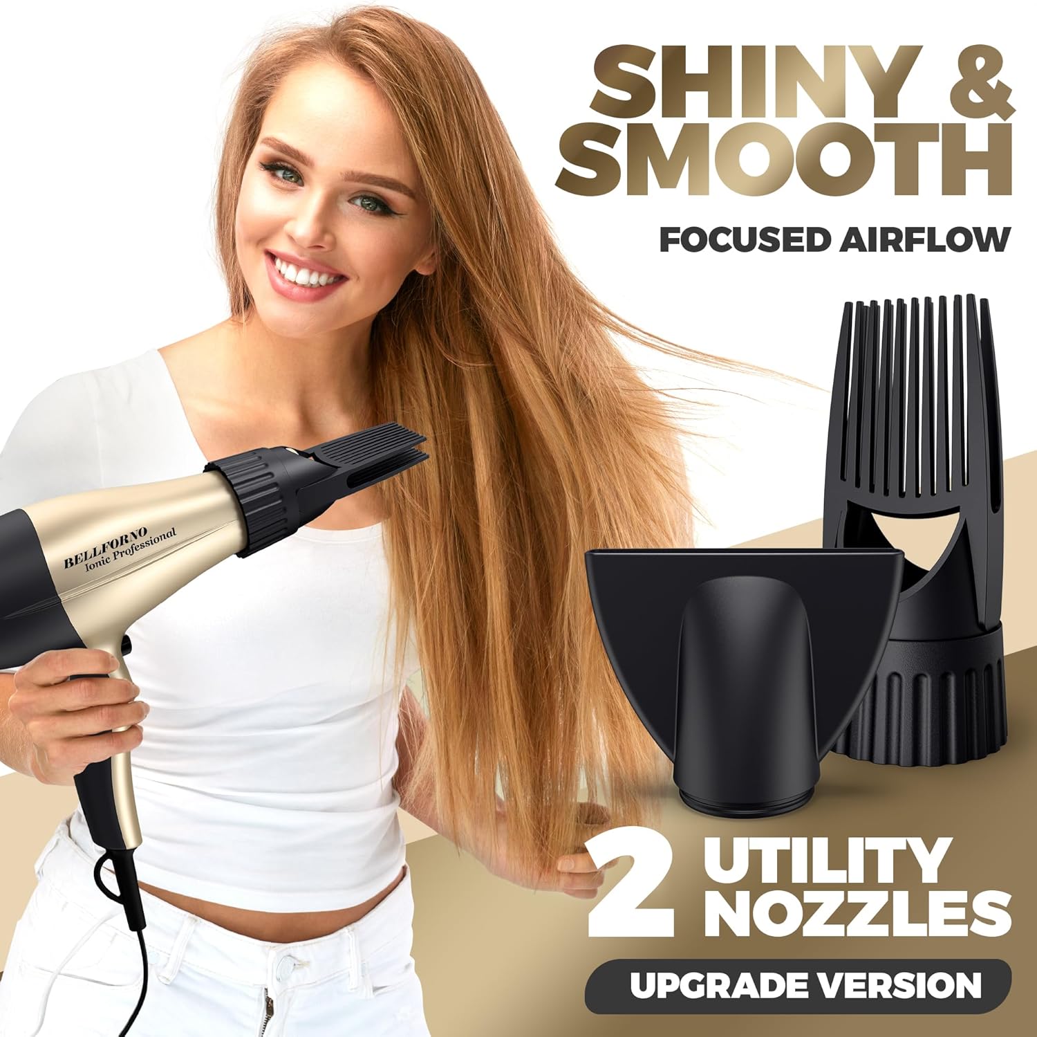2200W High-Power Hair Dryer - Ionic Ceramic Tourmaline Technology, Lightweight Ergonomic Design with Cool Shot, Comb Attachments & Adjustable Heat/Speed, ADC Motor, Professional Salon Finish - Image 7