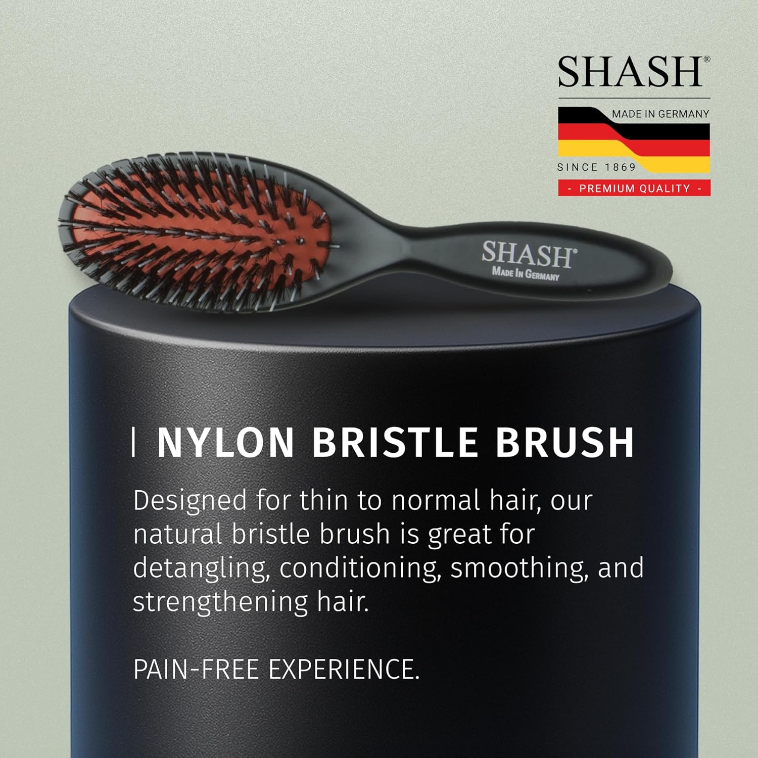 Since 1869 Hand Made In Germany - Nylon Boar Bristle Brush Suitable For Normal to Thick Hair Gently Detangles, No Pulling or Split Ends - Softens Improves Hair Texture, Stimulates (Extra Small) - Image 5