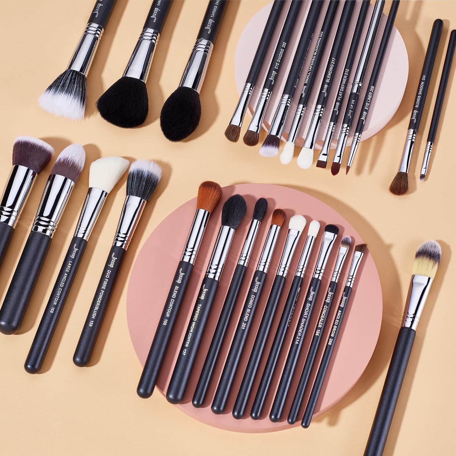 Jessup Makeup Brushes Set Professional 27 pcs Brush Makeup Premium Synthetic Foundation Contour Powder Blush Highlighter Eyeshadow Concealer Brow Face Make Up Brushes Tools Black/Silver T133 - Image 6