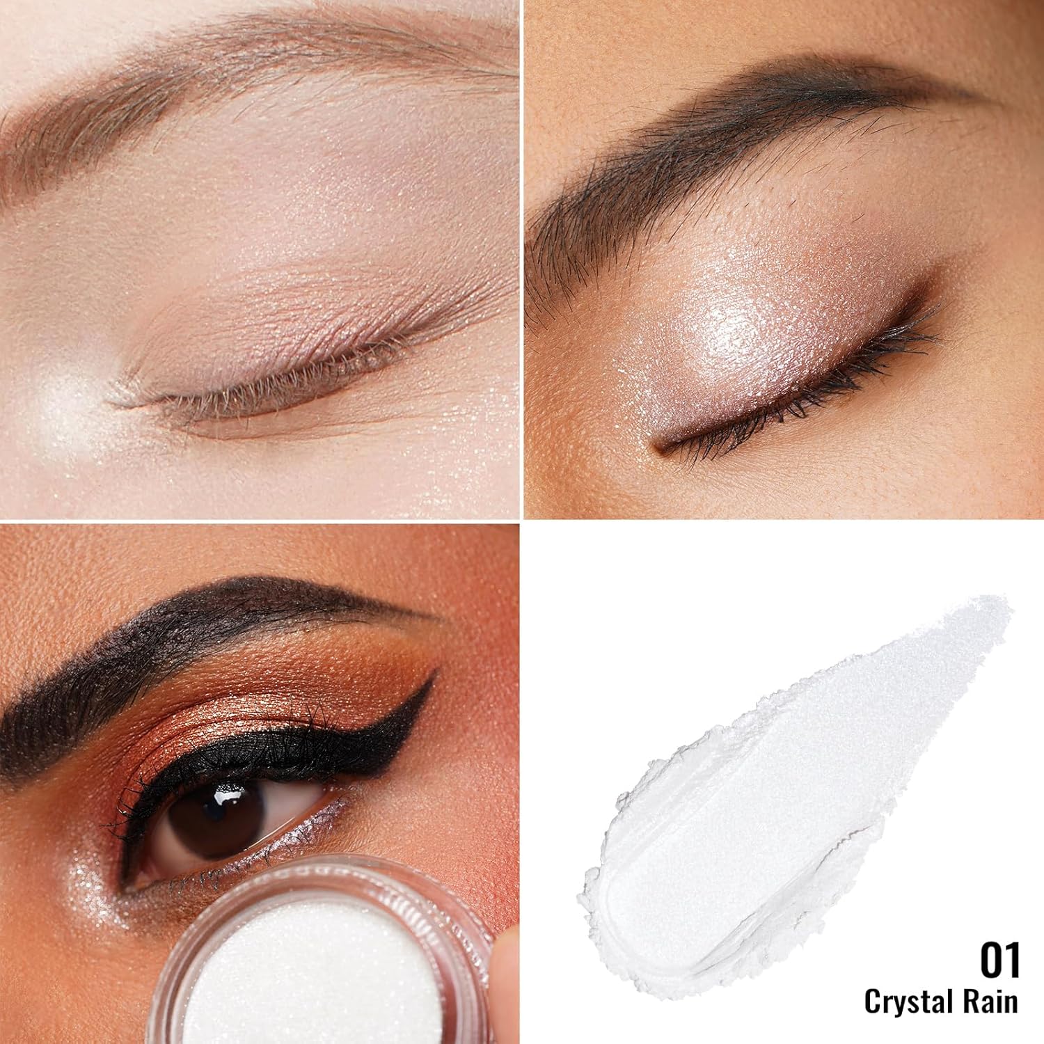 Oulac Shimmer White Cream Eyeshadow Primer Waterproof Long Lasting Glitter Natural 6g 01 - Image 3