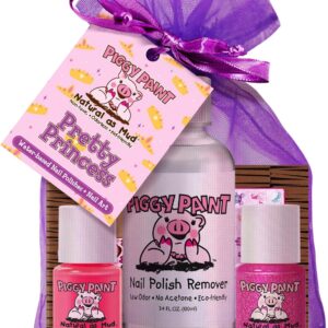 Piggy Paint | 100% Non-Toxic Girls Nail Polish | Safe, Cruelty-free, Vegan, & Low Odor Nail Polish for Kids | Pretty Princess (2 Polish, 1 Remover & Nail Art Gift Set)
