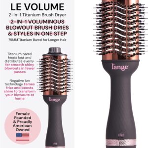 L'ANGE HAIR Le Volume 2-in-1 Titanium Brush Dryer Black | 75 MM Hot Air Blow Dryer Brush in One with Oval Barrel | Hair Styler for Smooth, Frizz-Free Results for All Hair Types (Black - 75MM)