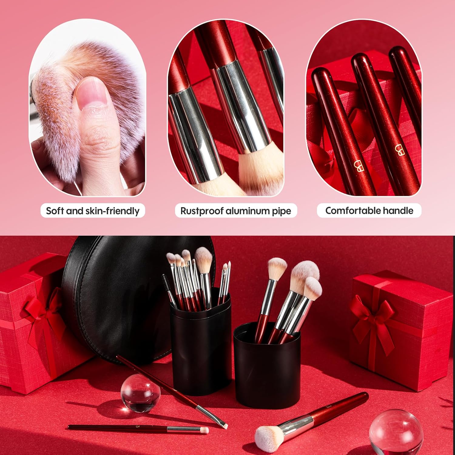 BS-MALL Makeup Brush Set Premium Synthetic Foundation Powder Concealers Eye shadows Blush Makeup Brushes with black case - Image 5