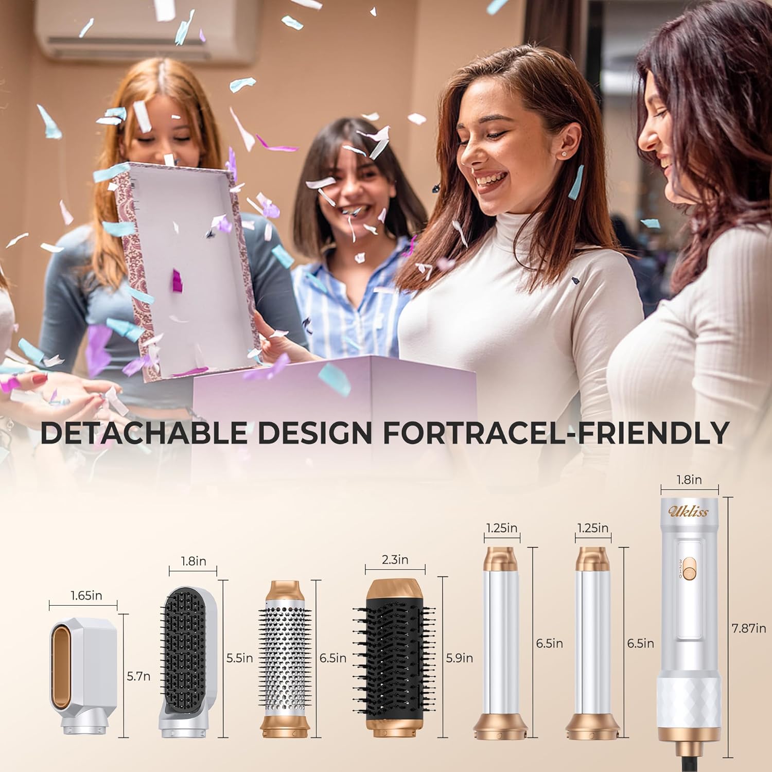 6 in 1 Hair Dryer Brush,Blow Dryer Brush Ionic Hair Dryer,Multi Hair Styler for Fast Drying Styling Curling Straightening Volumizing,Hair Curler Hair Straightener Styler Autowrap Air Styler - Image 9