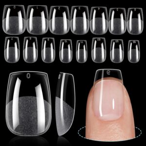 TOMICCA Extra Short Coffin Nail Tips 240Pcs 15 Sizes Full Cover Gel Nails, Soft Acrylic Gel Nail Tips for Nail Extension
