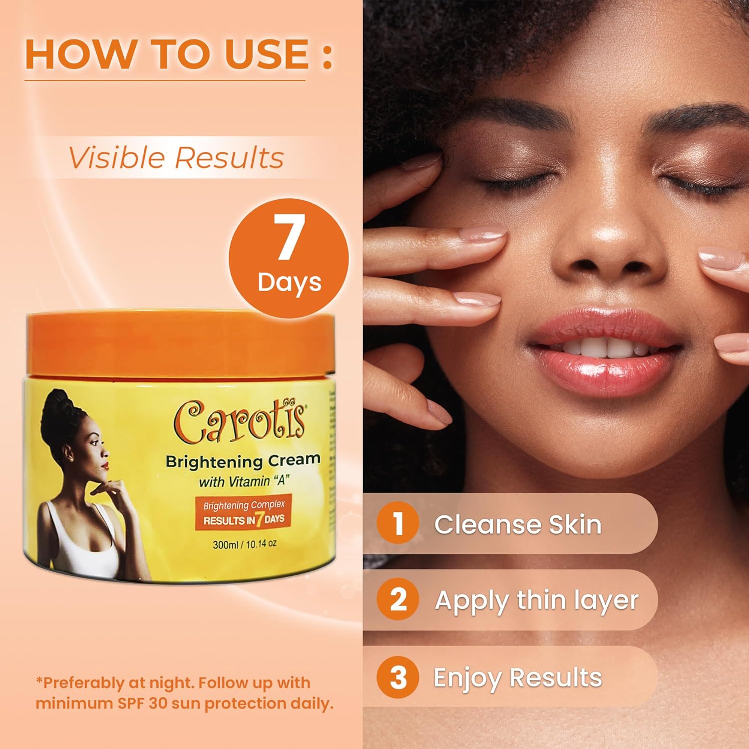 Skin Brightening Cream – 300ml / 10.14fl oz – 7 Day Night Cream for Uneven Skin Tone, with Vitamin A - Image 4