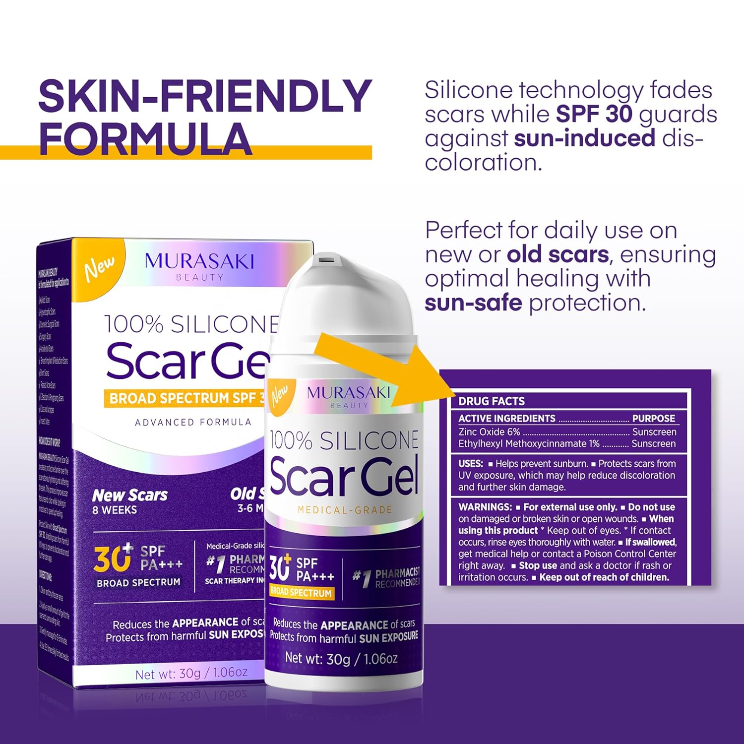 Silicone Scar Gel Scar Cream: SPF 30 Advanced Medical-Grade Formula for Surgical Scars, C-Section, Stretch Marks, Acne, Burns, Keloids, Old & New Scars – Broad Spectrum UV Protection 1.06oz (30g) - Image 5