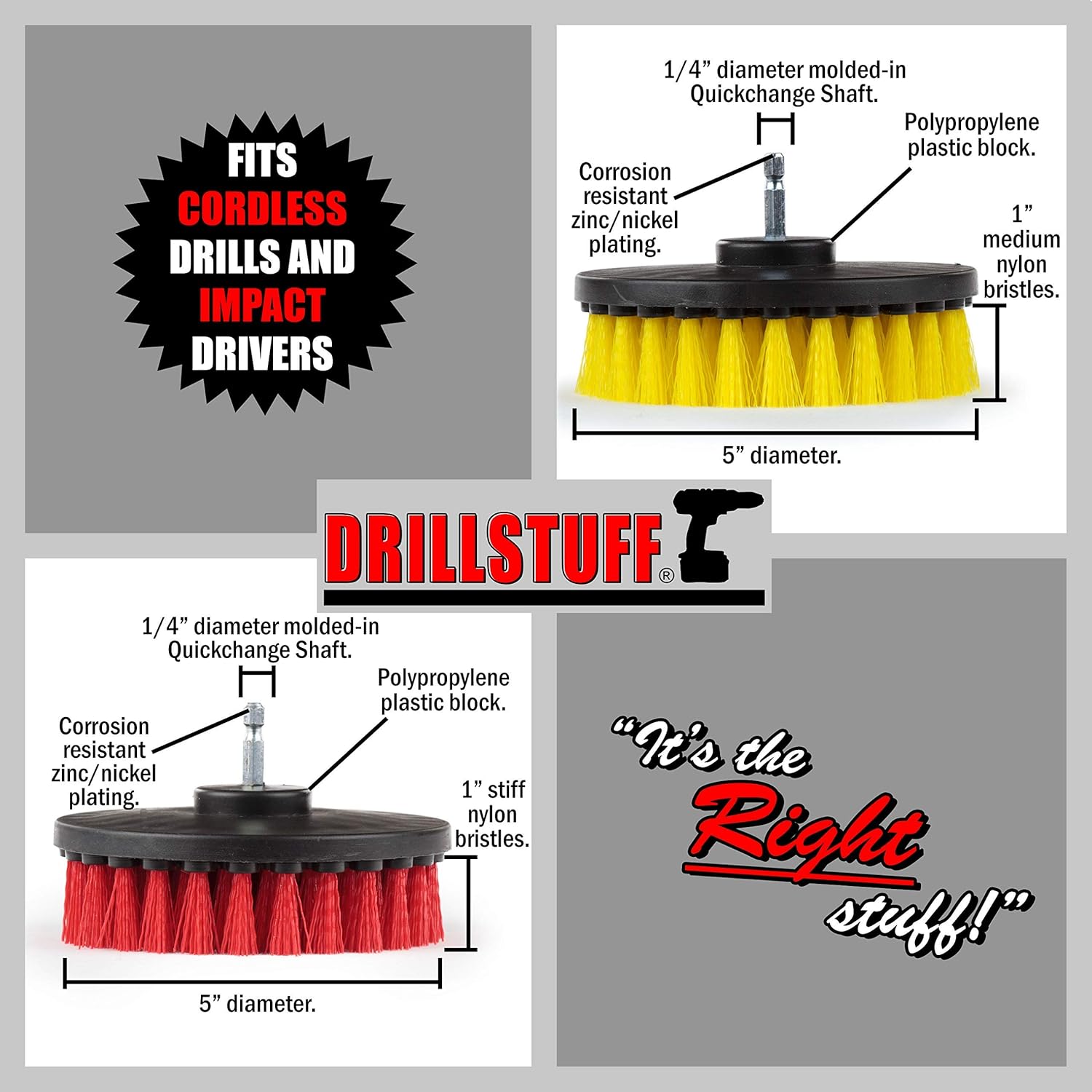 Cleaning Supplies - Drill Brush - Outdoor - Deck Brush - Concrete - Bird Bath - Hard Water Stain Remover - Bathroom Accessories - Shower Cleaner - Bathtub - Bath Mat - Flooring - Tile - Grout Cleaner - Image 5
