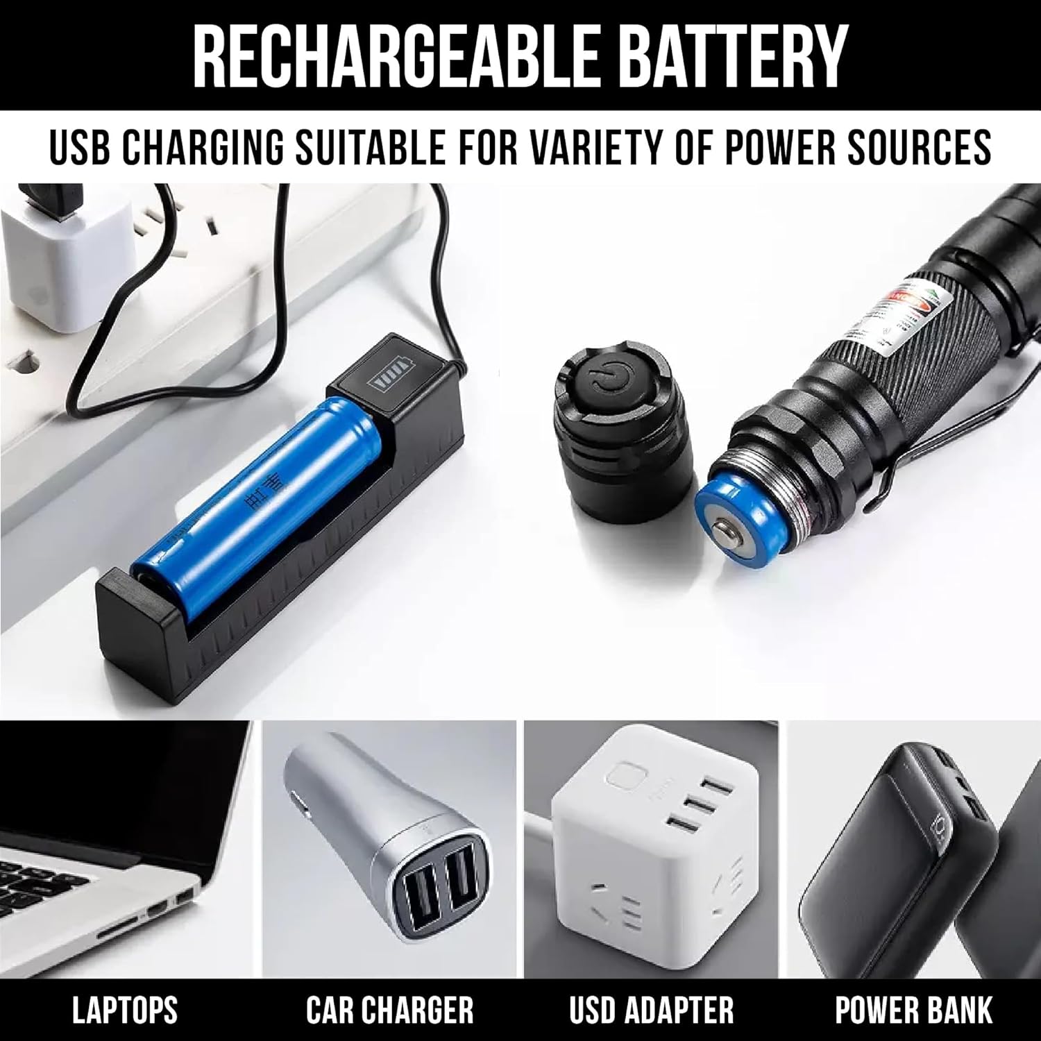 Green Laser Pointer | High Power Laser Pointer | Rechargeable Tactical Laser Pointer | Long Range Laser Pointer and Carrying Case - Image 3