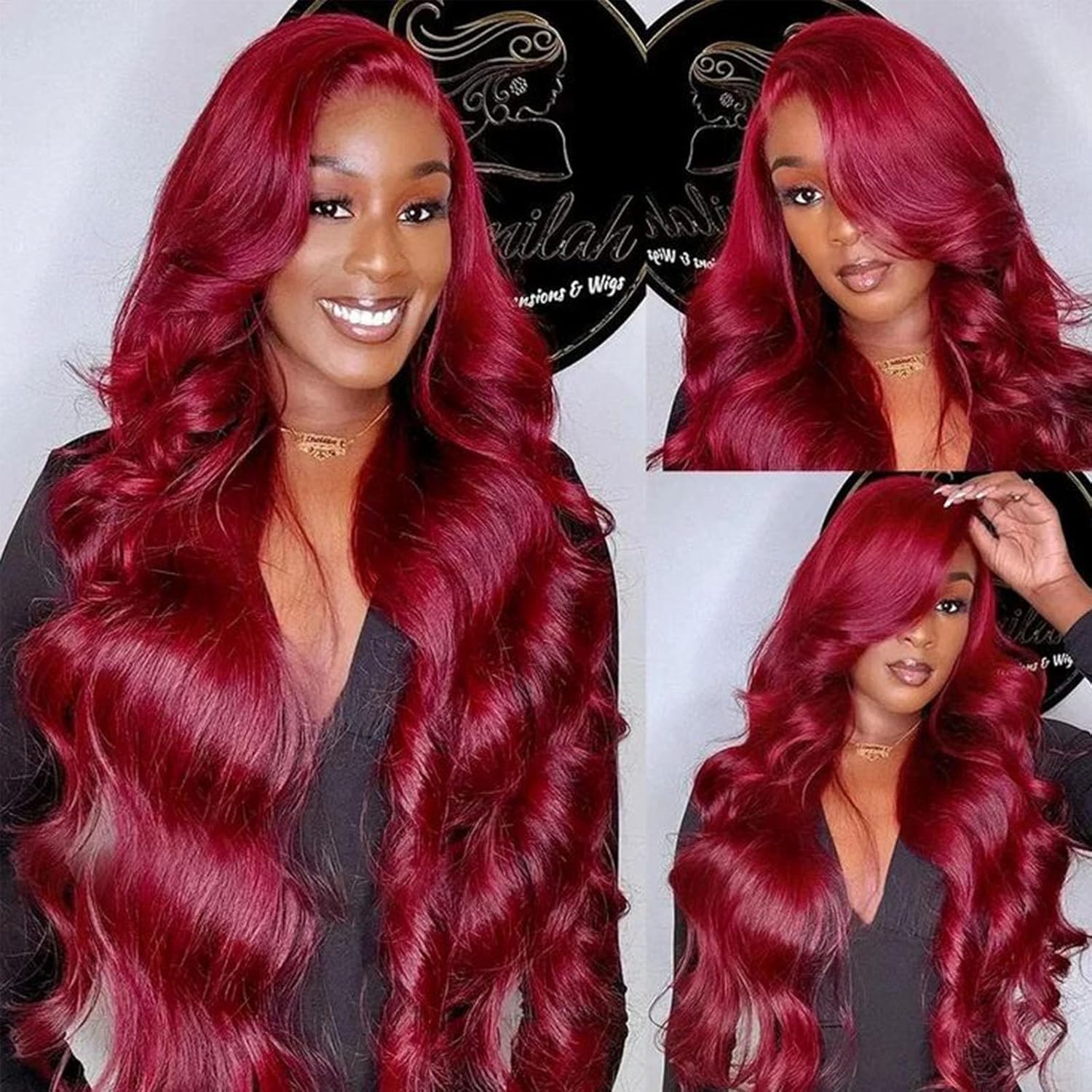 28 Inch 99j Burgundy Lace Front Wigs Human Hair Red Burgundy Wig Human Hair 180% Density 13x6 Body Wave Lace Front Wigs Pre Plucked Glueless Lace Front Wigs Human Hair Wigs for Women - Image 5