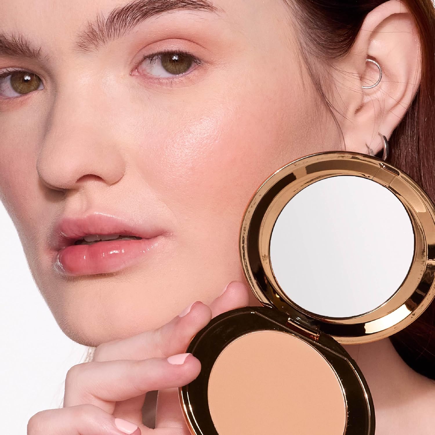 MCoBeauty Miracle Flawless Pressed Powder, Medium Warm Shade, Oil-Control, Soft-Focus Finish with Hydrating Rose Flower Extract & Sweet Almond Oil, Vegan, Cruelty Free Cosmetics - Image 4