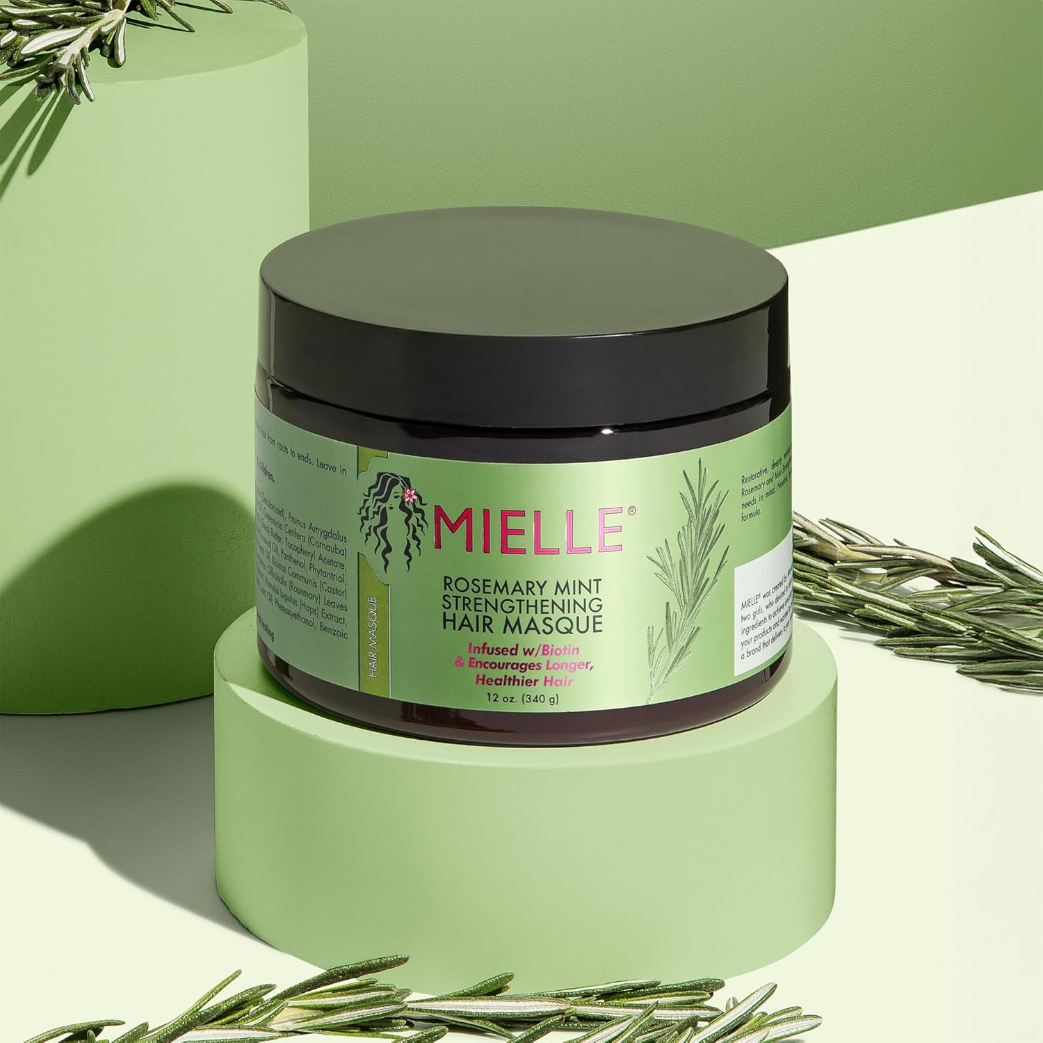 Mielle Organics Rosemary Mint Strengthening Hair Masque, Essential Oil & Biotin Deep Treatment, Miracle Repair for Dry, Damaged, & Frizzy Hair (12 Oz) - Image 4