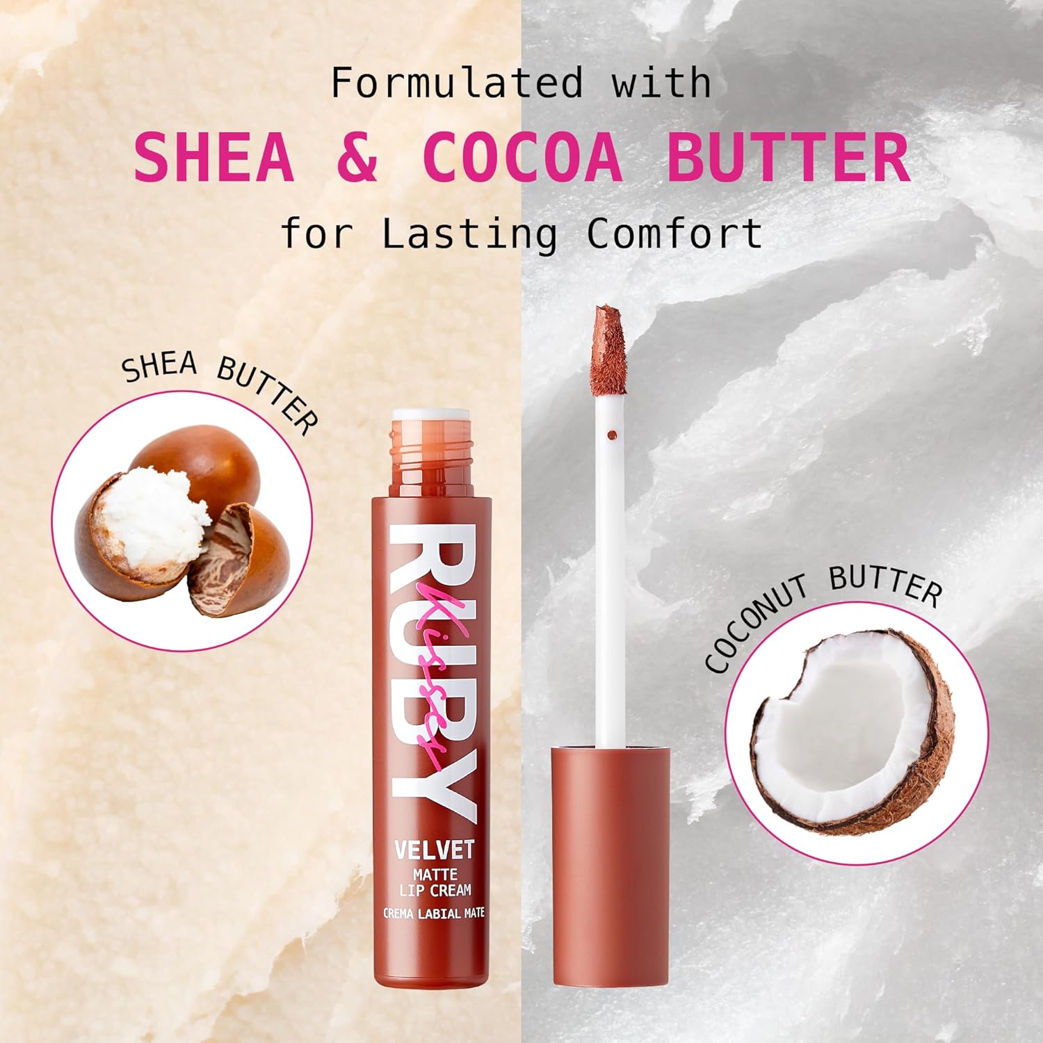 Ruby Kisses Velvet Lip Cream, Matte Finish Lipstick, Rich Color, Long Lasting Lip Stain, Lightweight, Nourishing, Hydration, High Pigment Lip Tint (CREAM BLUSH) - Image 2