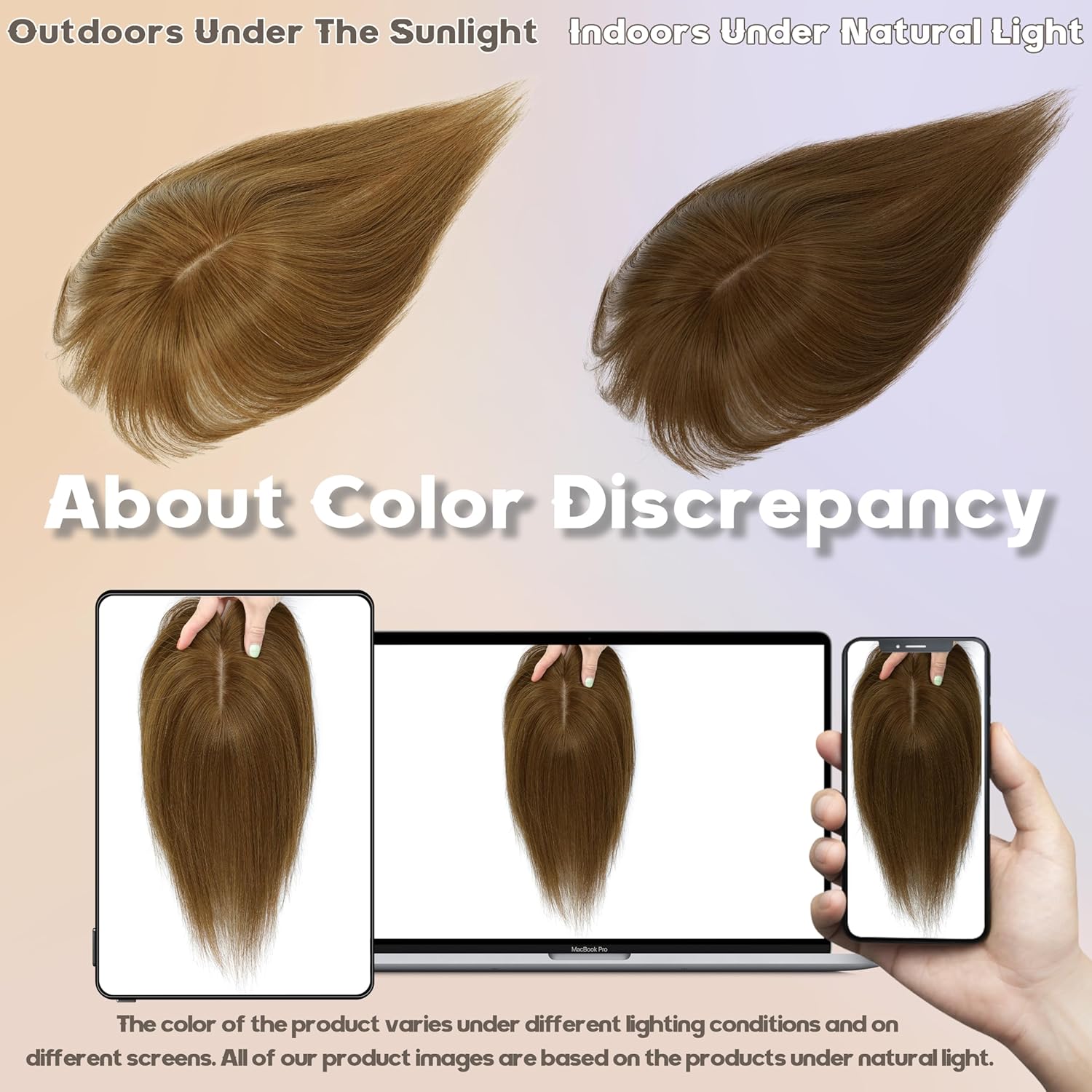 Hair Toppers for Women Real Human Hair-U Shape Toppers Hair Pieces for Women with Thinning Hairr 150% Density Silk Base Clip in Human Topper with Bangs for Daily Use(Brown - Image 5