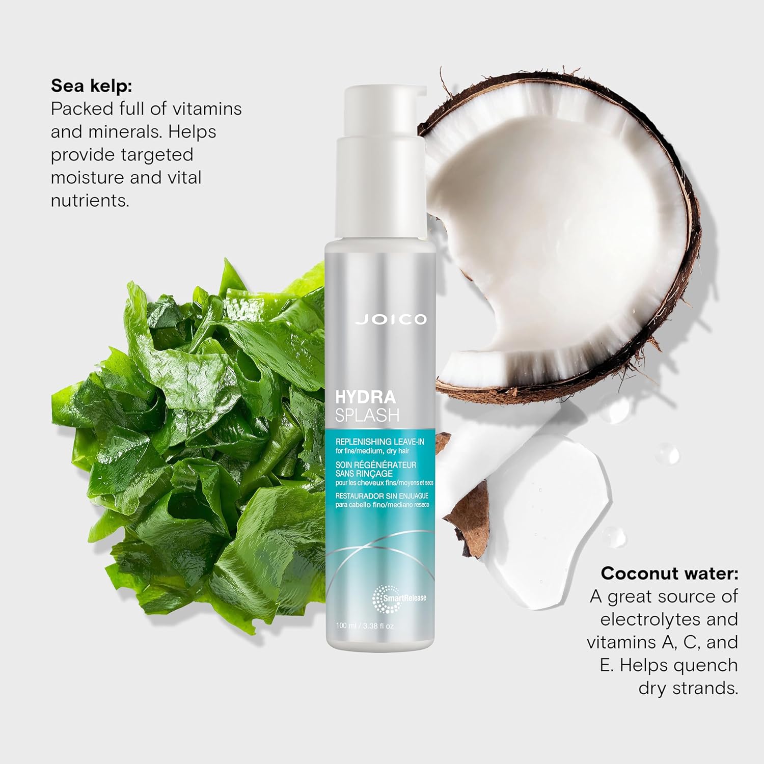 Joico HydraSplash Replenishing Leave-In | For Fine, Medium, Dry Hair | Boost Shine & Softness | Tame Frizz & Hydrate | With Sea Kelp & Coconut Water | 3.38 Fl Oz - Image 5