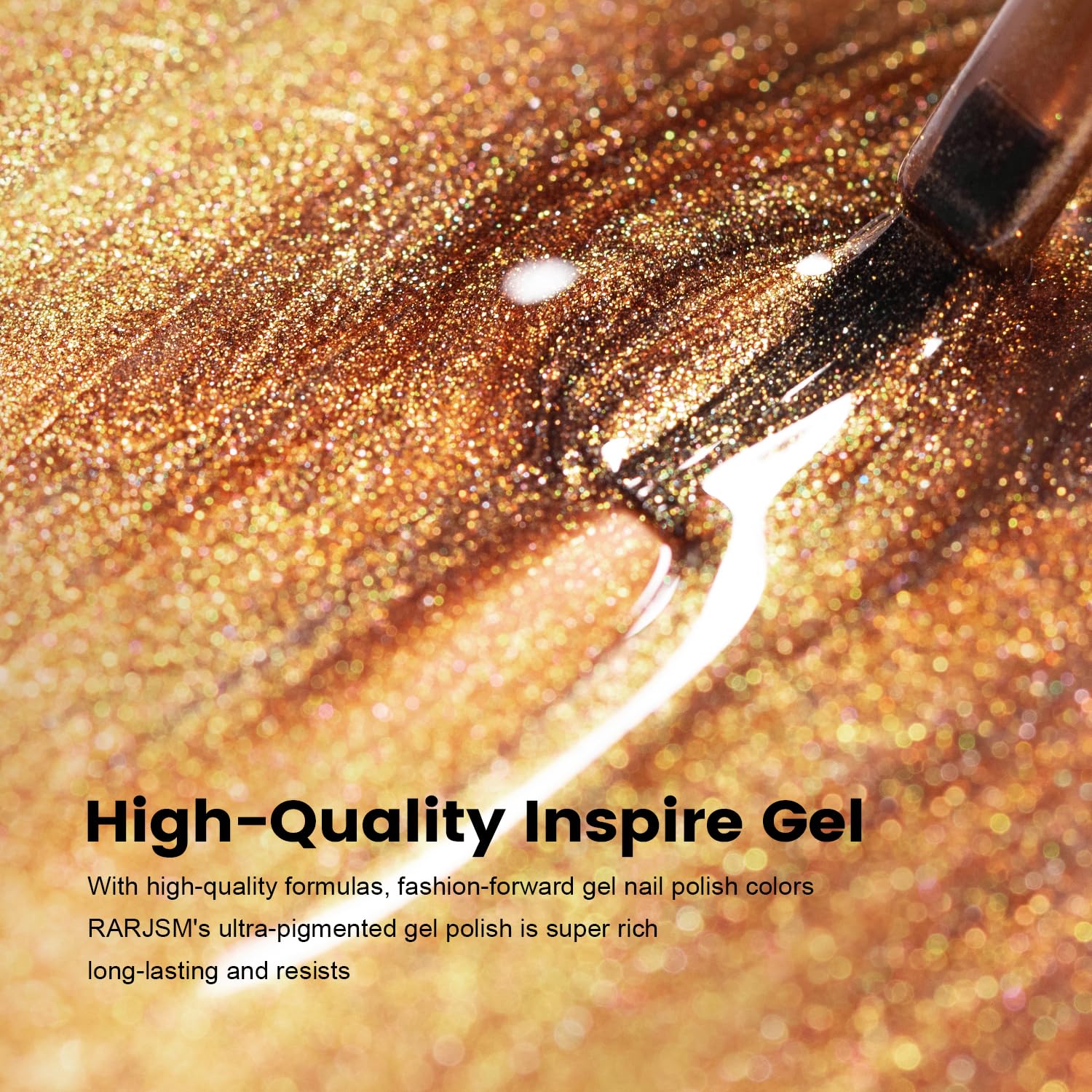 RARJSM Nude Glitter Gel Nail Polish Bronze Golden Rainbow Glitter Chunky Iridescent Sparkle Shimmer Diamond Transparent Gel Polish Single Bottle Soak off UV LED Cured for Home Salon Manicure - Image 5
