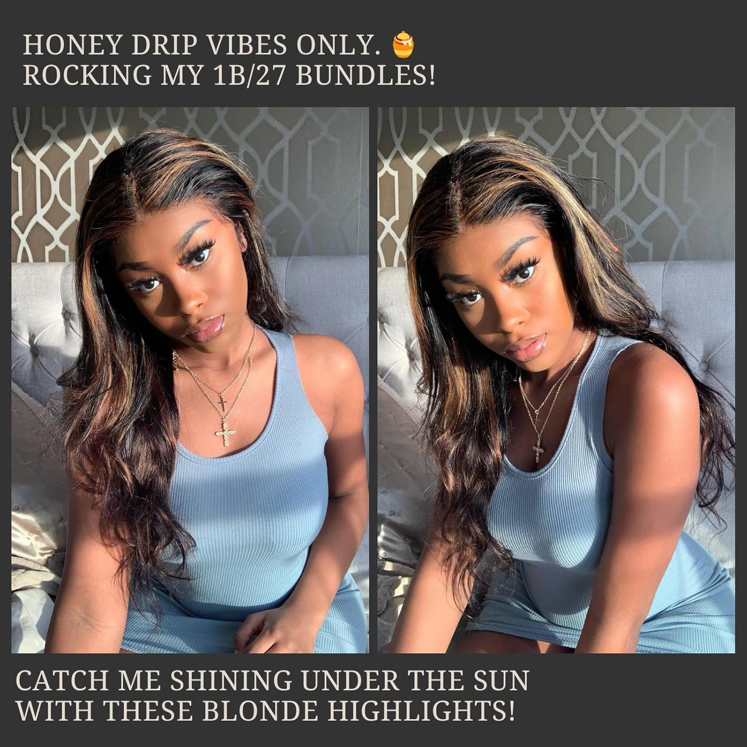 Honey Blonde Ombre Balayage Body Wave Human Hair 3 Bundles 10 12 14 Inches with 10 Inch Closure - Image 2