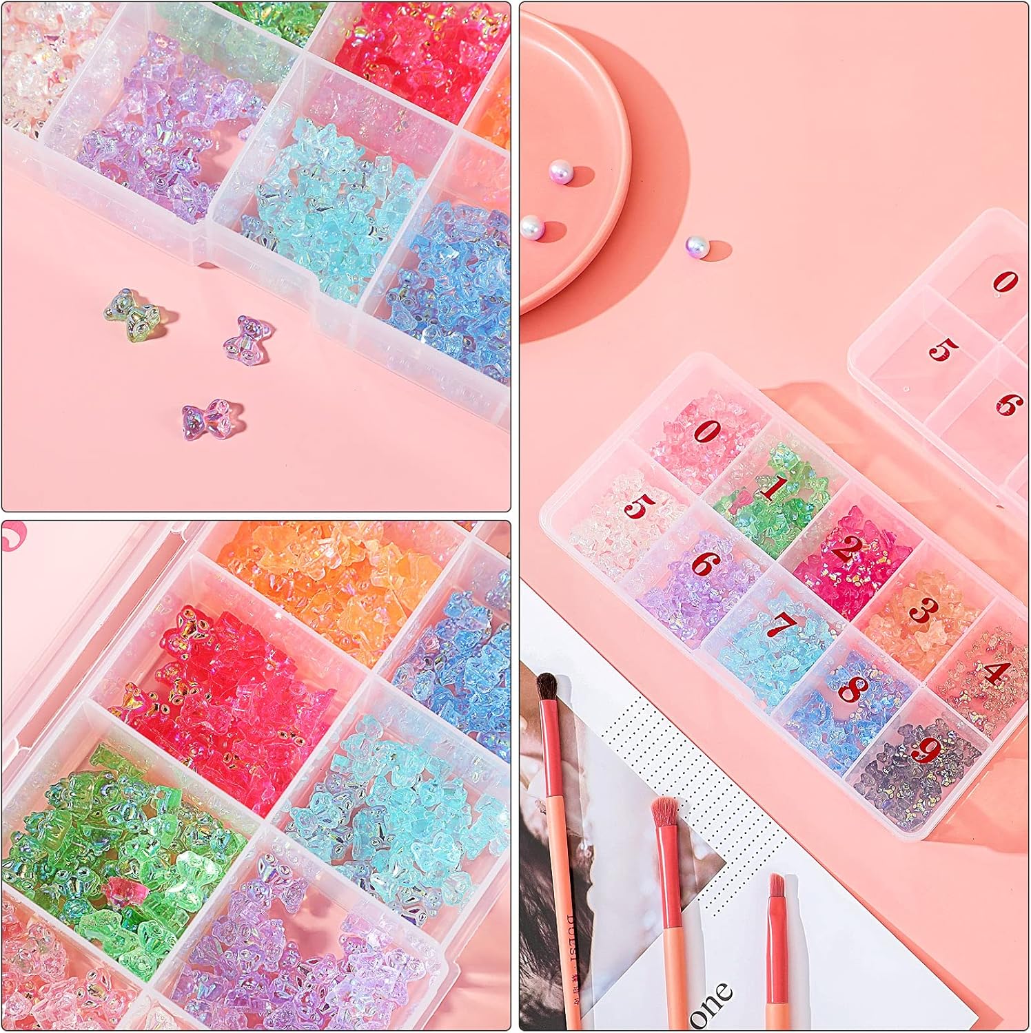 2 Pieces Nail Tip False Empty Tips Organizer Storage Box with 10 Number Spaces Storage Case Container Nail Plastic Grid Box for Fingernail Crystal Jewelry Accessories(White) - Image 6