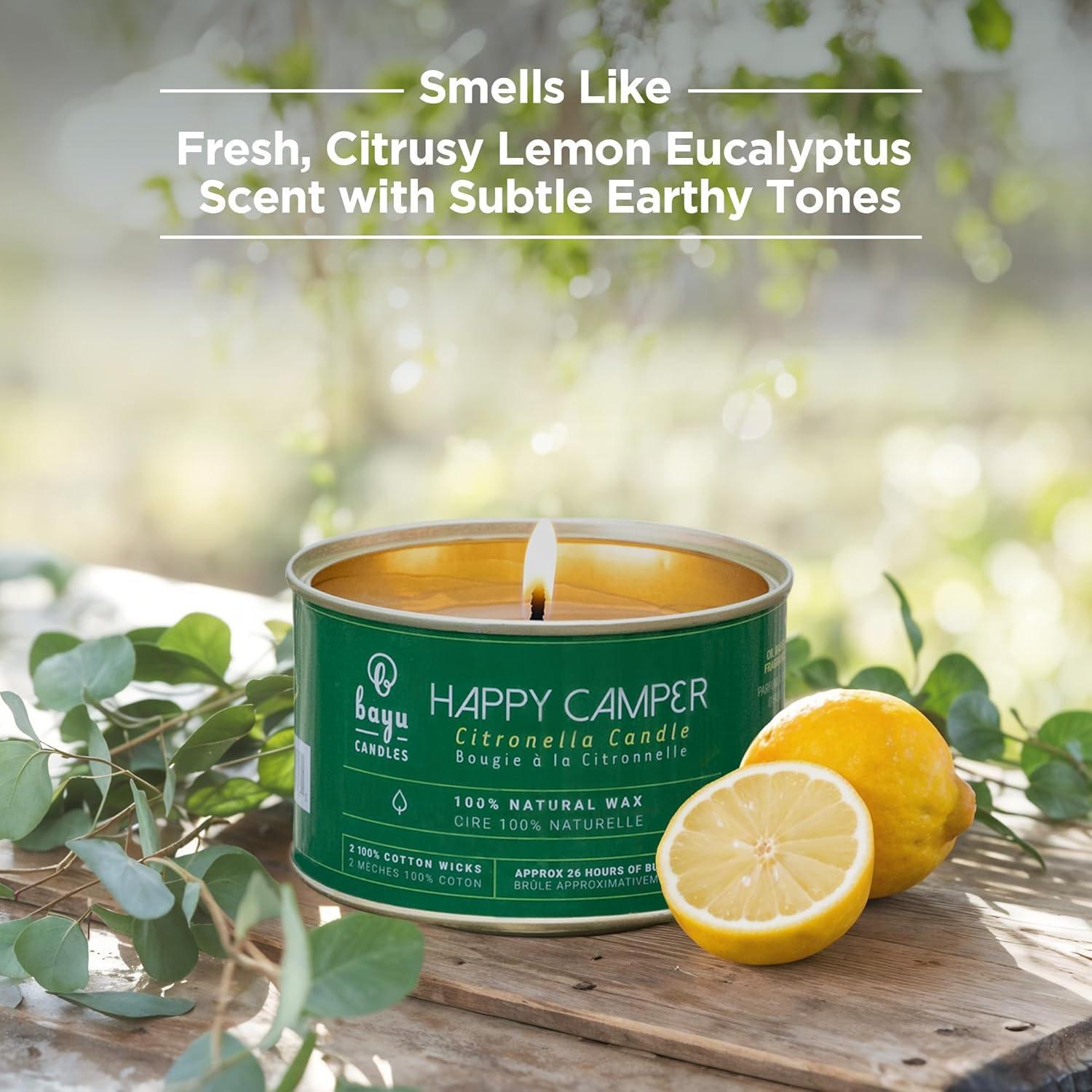 Happy Camper 12 oz Citronella Candle, All Natural with Beeswax and Coconut Oil, Camping Essentials and Bug Spray Alternative, Citronella Candles Outdoor Decor, 26 Hour Burn Time - Image 4
