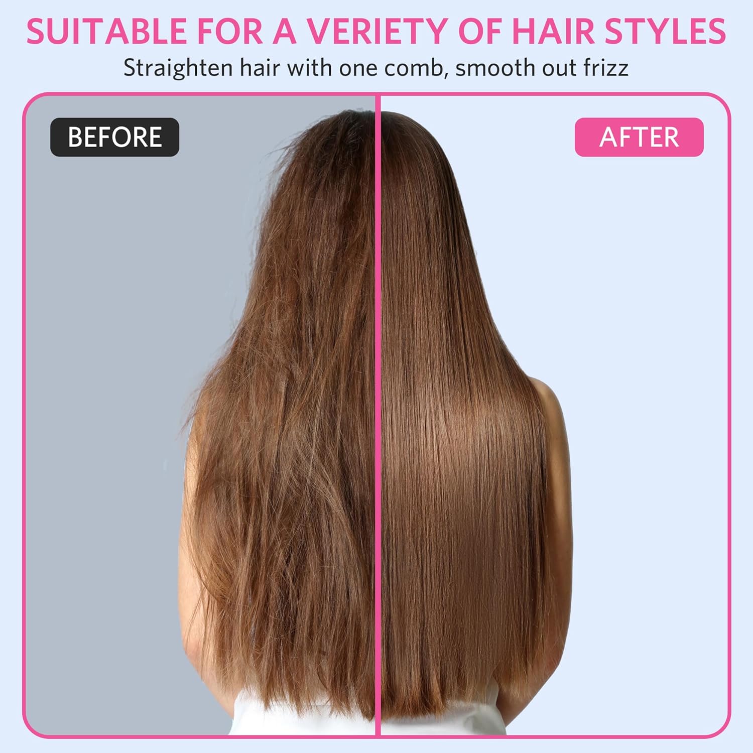Cordless Hair Straightener Brush, Portable Mini Hair Straightening Brush for Travel, Rechargeable 9600 mAh USB-C, Lightweight Anti-Scald Heated Styling Tools & Appliances - Image 8
