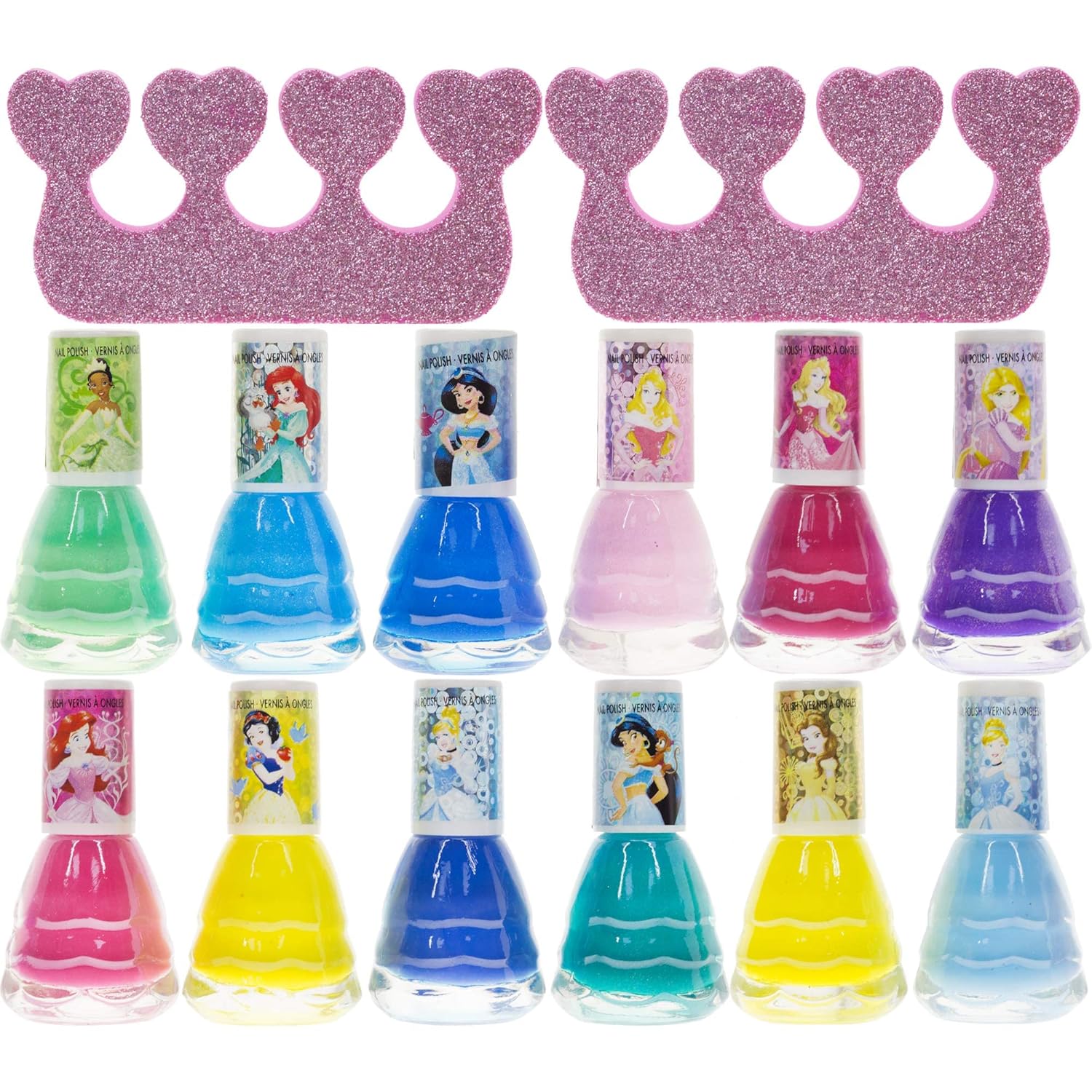 Townley Girl Disney Princess Non-Toxic Water-Based Peel-Off Quick Dry Nail Polish with Nail Separators|Gift Kit Set for Kids Girls|14 Pc Set - Perfect for Parties, Sleepovers and Makeovers - Image 6