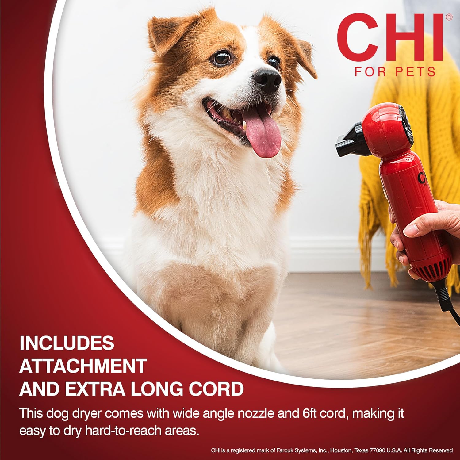 CHI for Pets Grooming Plus Handheld Pet Hair Dryer for Cats and Dogs, All Hair Types; Compact, Low Heat, Low Noise Pet Dryer; Leaves One Hand Free to Hold & Comfort Pet, FF28716 - Image 6