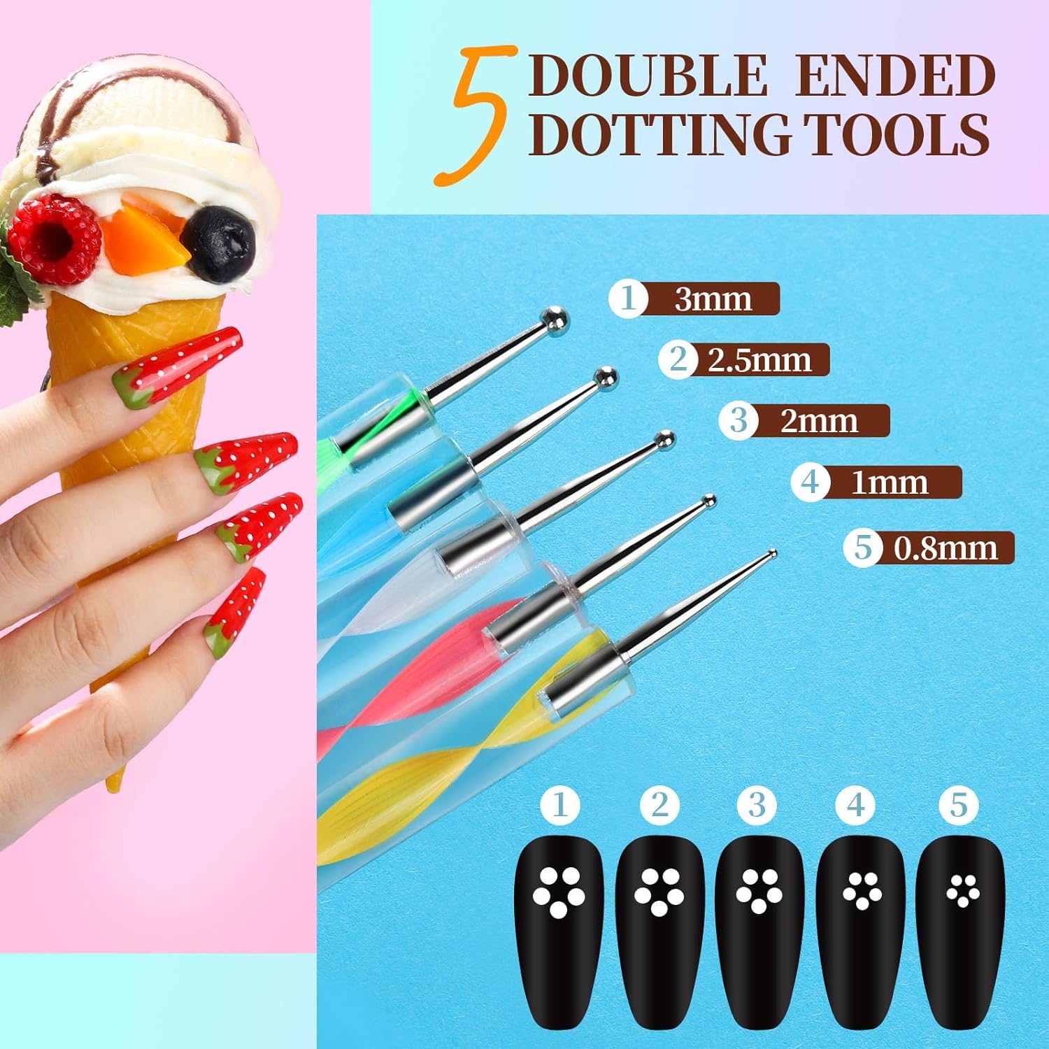 Teenitor Nail Art Kit for Beginners, Nail Art Supplies With Nail Art Brushes, Nail Dotting Tools, Nail Art Stickers, Nail Art Rhinestone, Nail Art Foil, Nail Art Tapes, Nail Accessories For Nail Art - Image 3