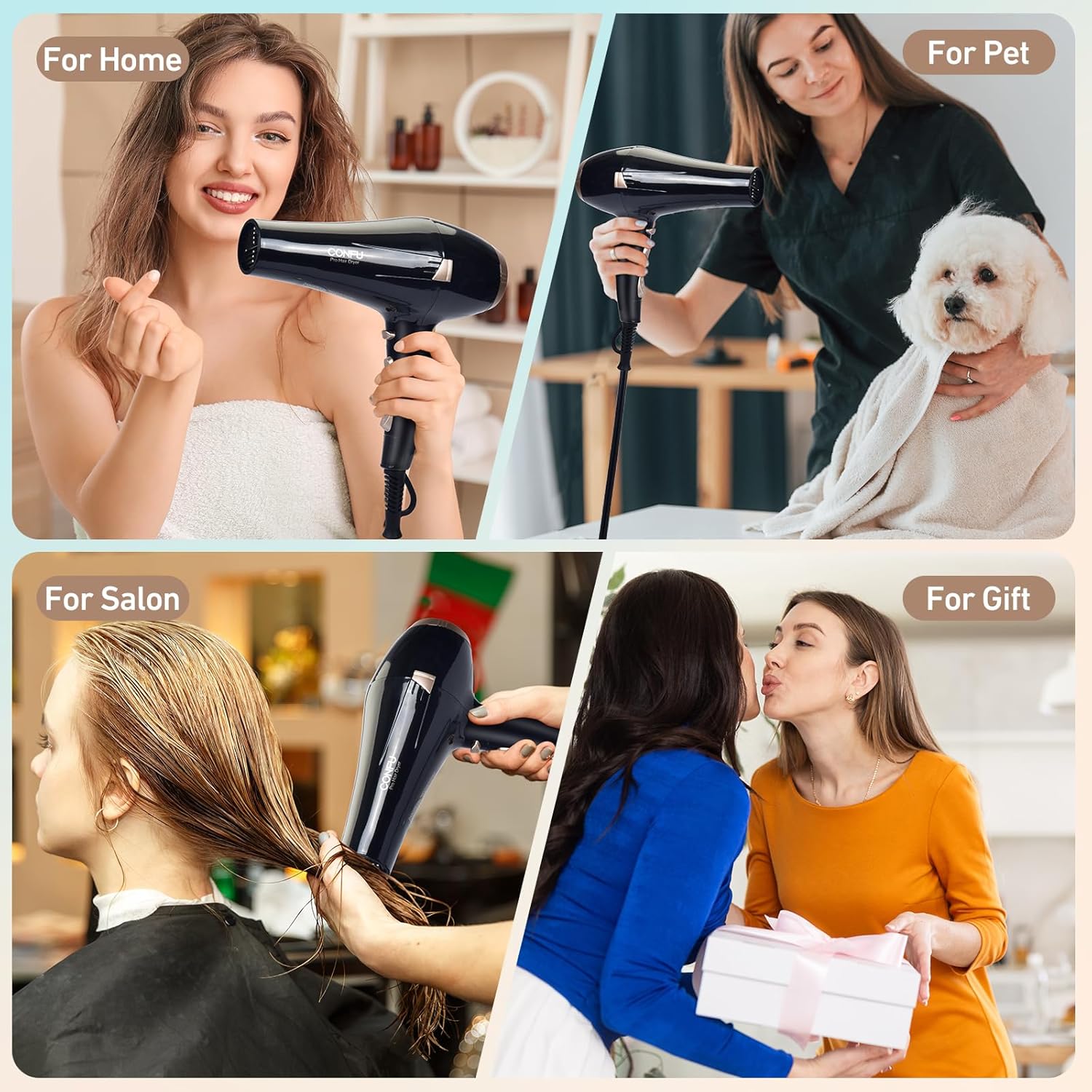 CONFU Hair Dryer, Professional Ionic Salon Blow Dryer with Diffuser for Women and Men, 5X Fast Drying, Powerful and Quiet Hair Blow Dryer for Fast & Easy Styling (1875 Watts) - Image 7