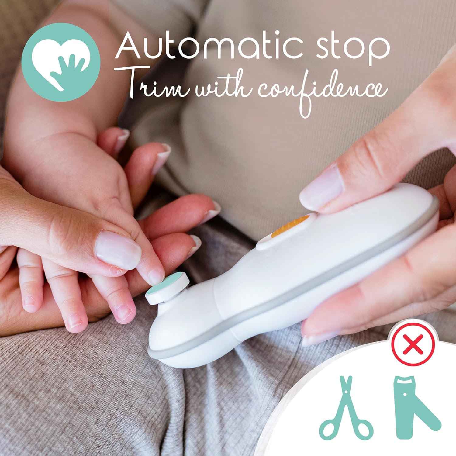 Cherish Baby Care Baby Nail Trimmer Electric - Automatic Safety Stop, BPA-Free & Safety-Tested Electric Nail File Baby, Includes 4 File Pads, 0-12+ Months - Image 3