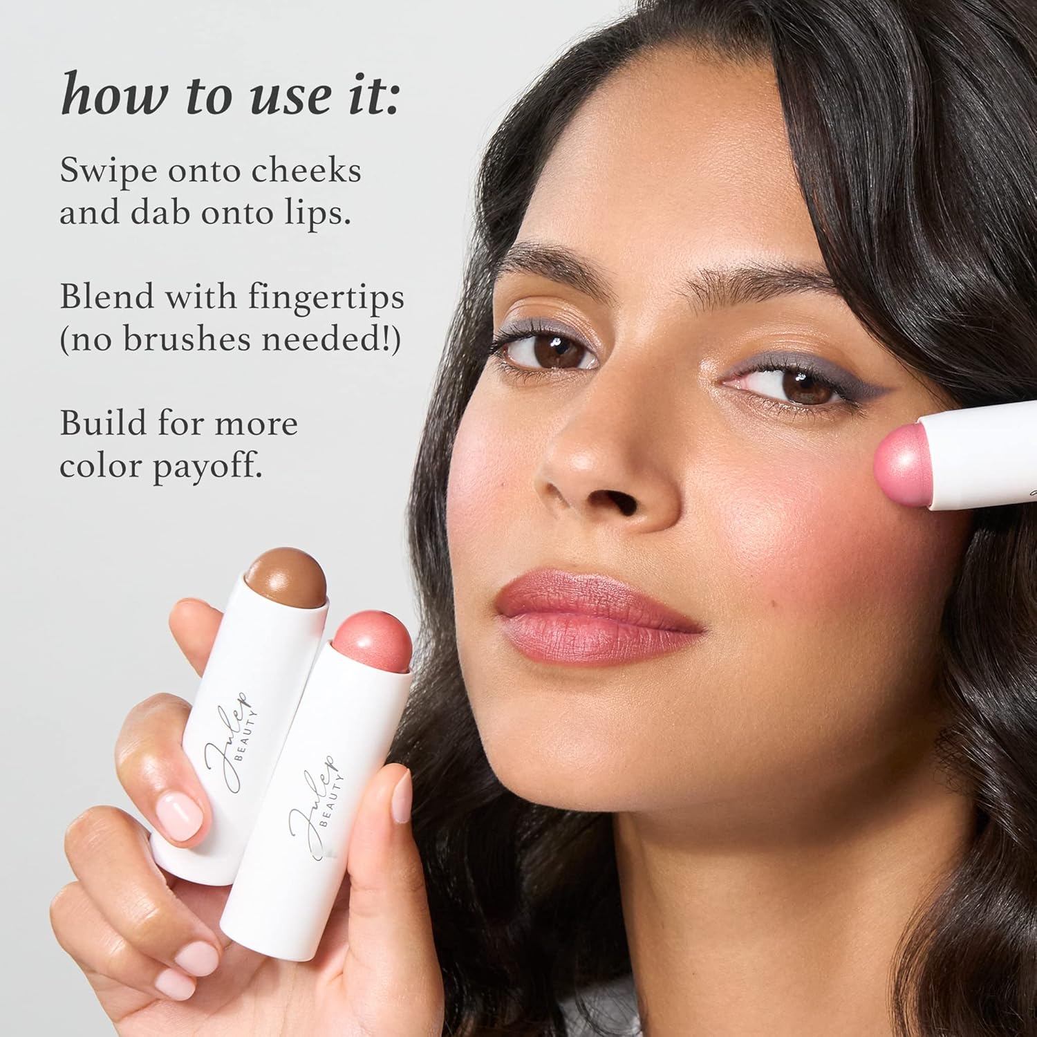 Julep Skip The Brush Cream to Powder Blush Stick - Muted Mauve - Blendable and Buildable Color - 2-in-1 Blush and Lip Makeup Stick - Image 6