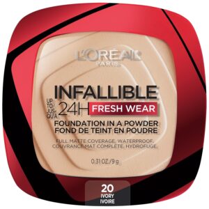 L'Oreal Paris Infallible Fresh Wear Foundation in a Powder, Up to 24H Wear, Ivory, 0.31 oz.