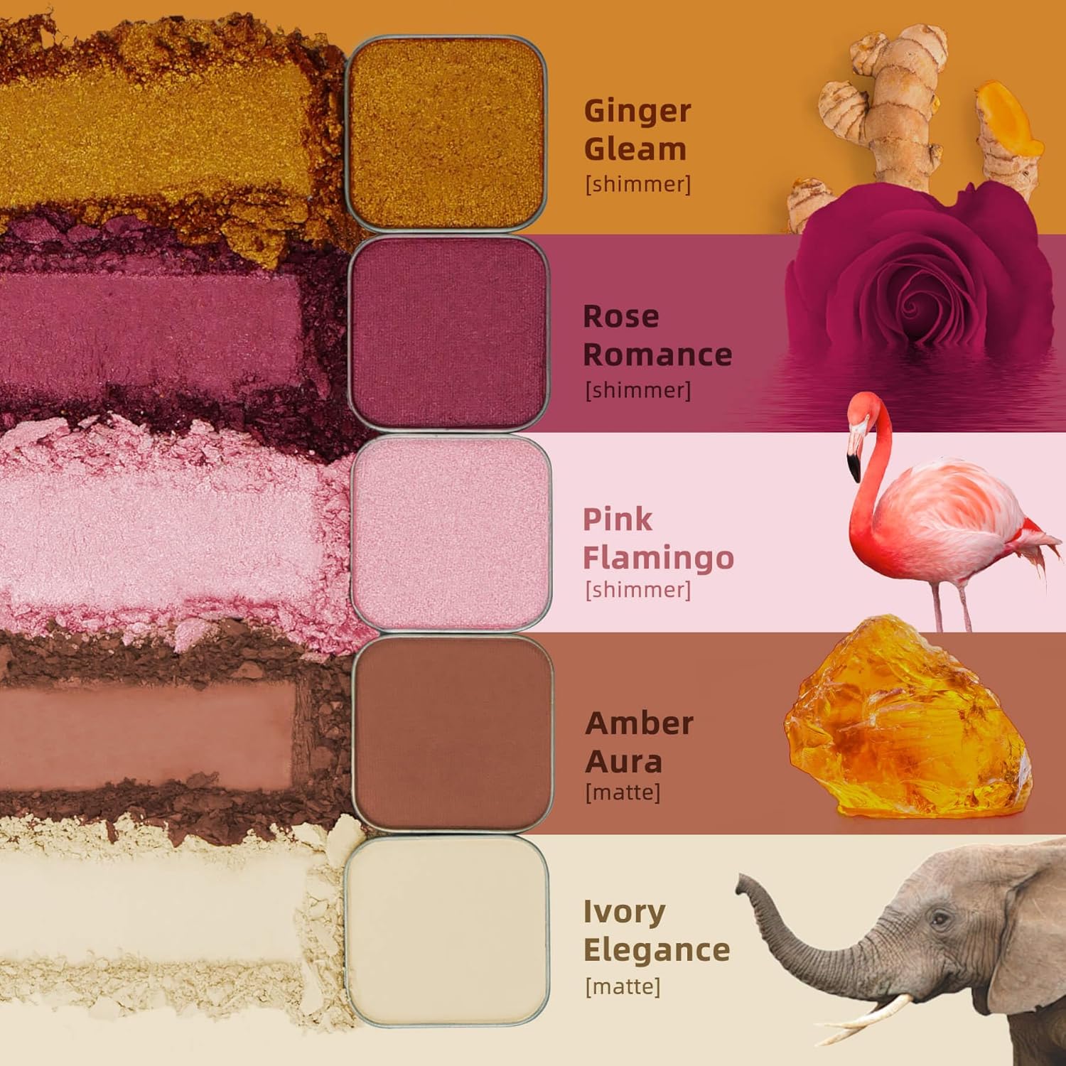 Magnetic single shimmer gold eyeshadow with metal pan, subtle shimmer orange eyeshadow refill pan, mini palette for empty magnetic palette (Ginger Gleam) - Image 3
