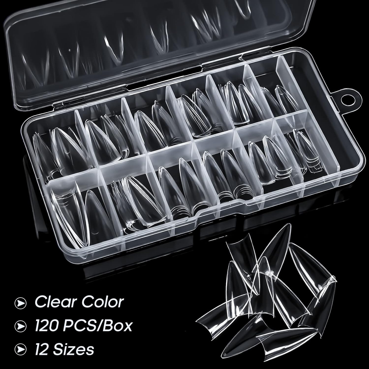 Ranrose 120PCS Short Nail Tips,Short Soft Gel Stiletto Nail Tips Half Cover False Nail Almond Shape Point Acrylic Sharp Artificial False Nail For DIY - Image 5